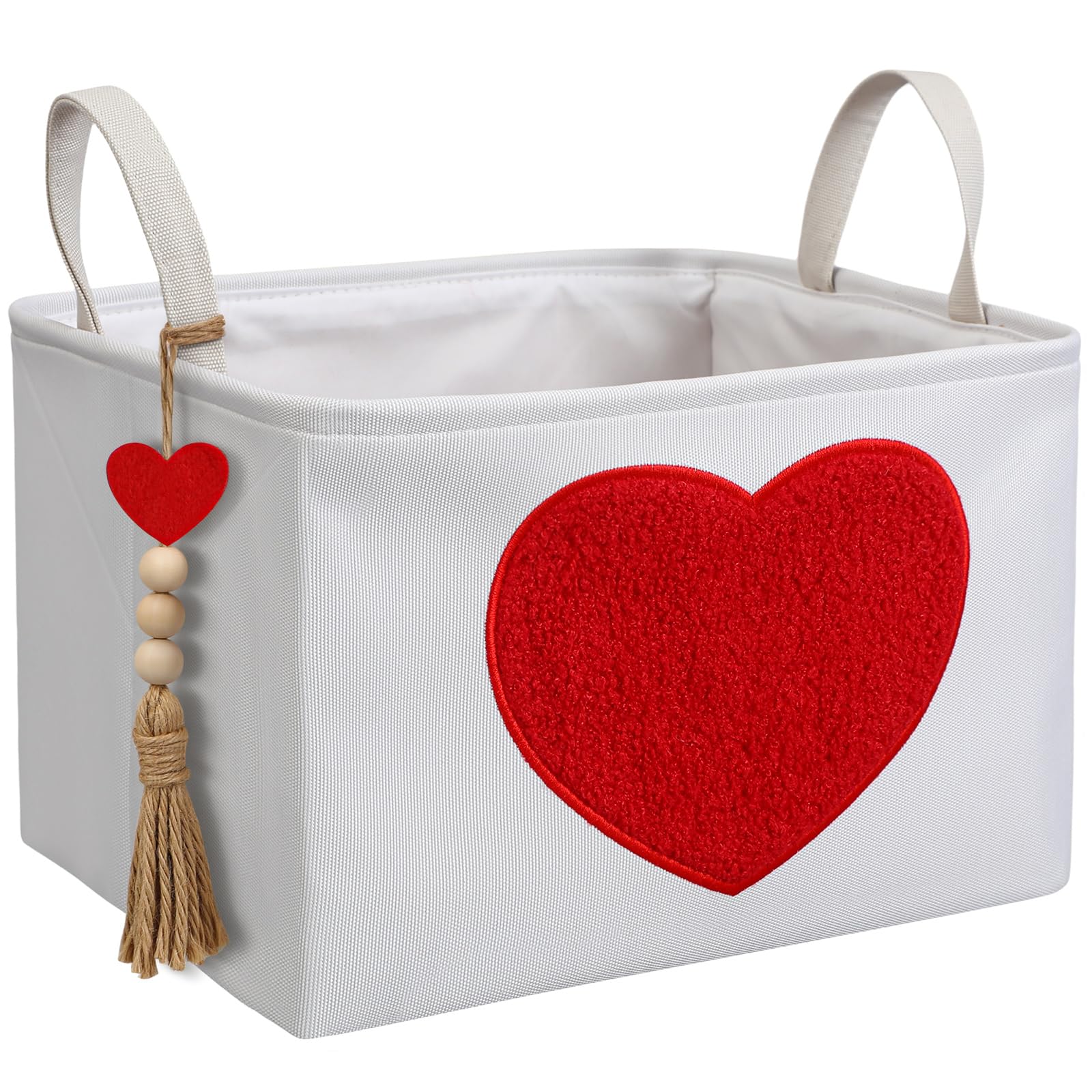 Meanplan Valentine basket with heart embroidery detail for a romantic gift