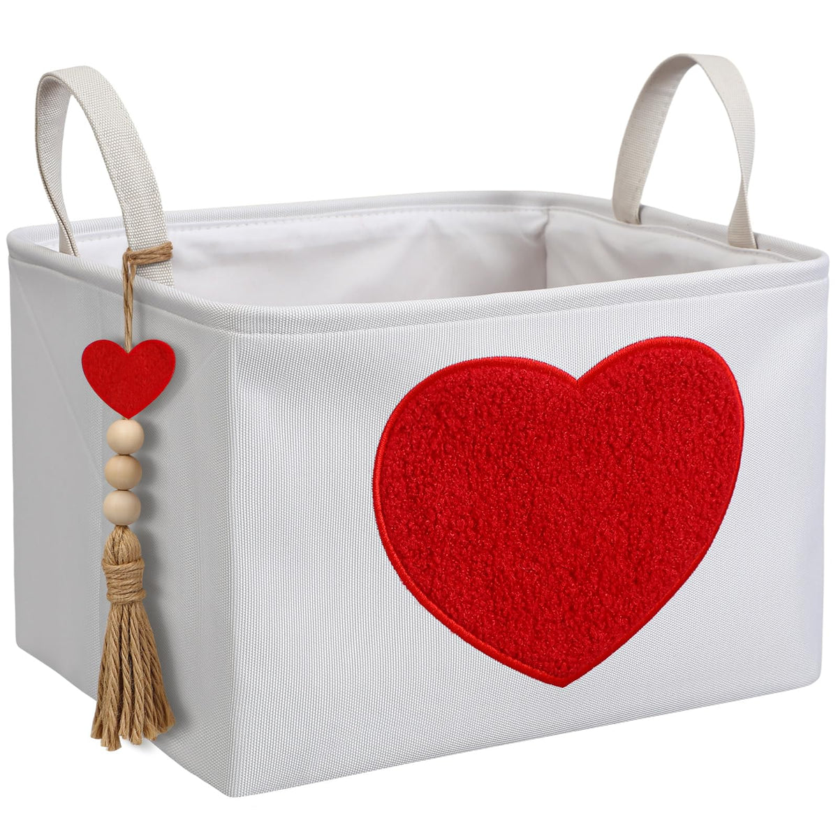 Meanplan Valentine basket with heart embroidery detail for a romantic gift