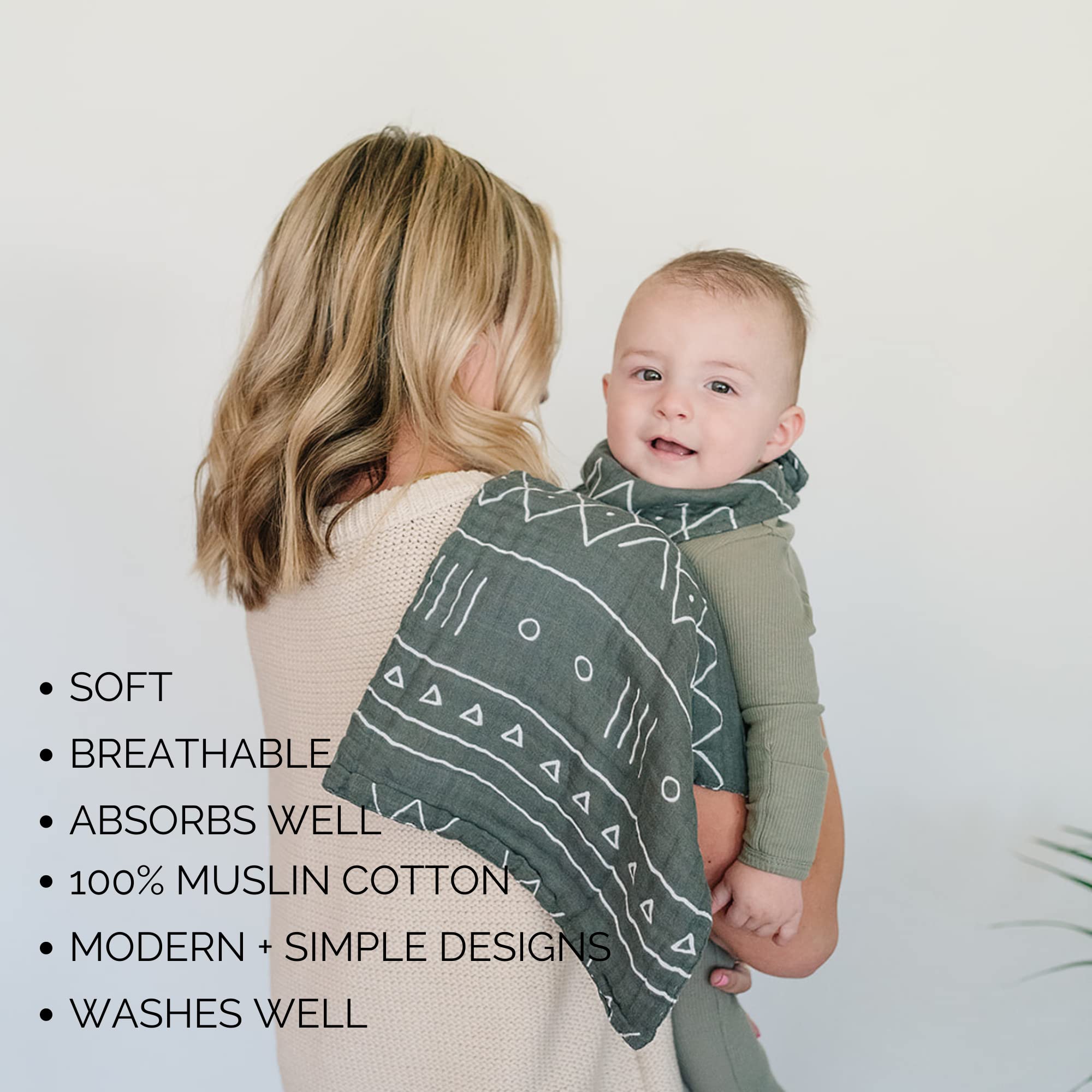 Mebie Baby Burp Cloths closeup texture; breathable muslin for baby's delicate skin.