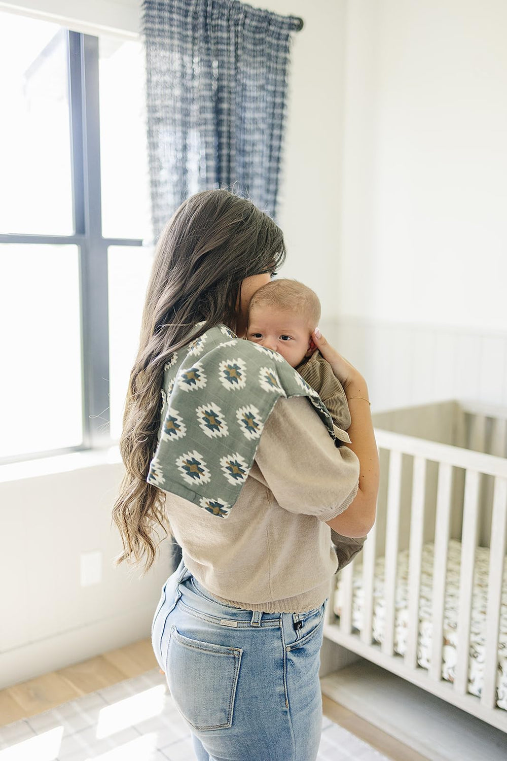 Mebie Baby outlaw cowboy burp cloths keep messes contained while soothing baby's sensitive skin.