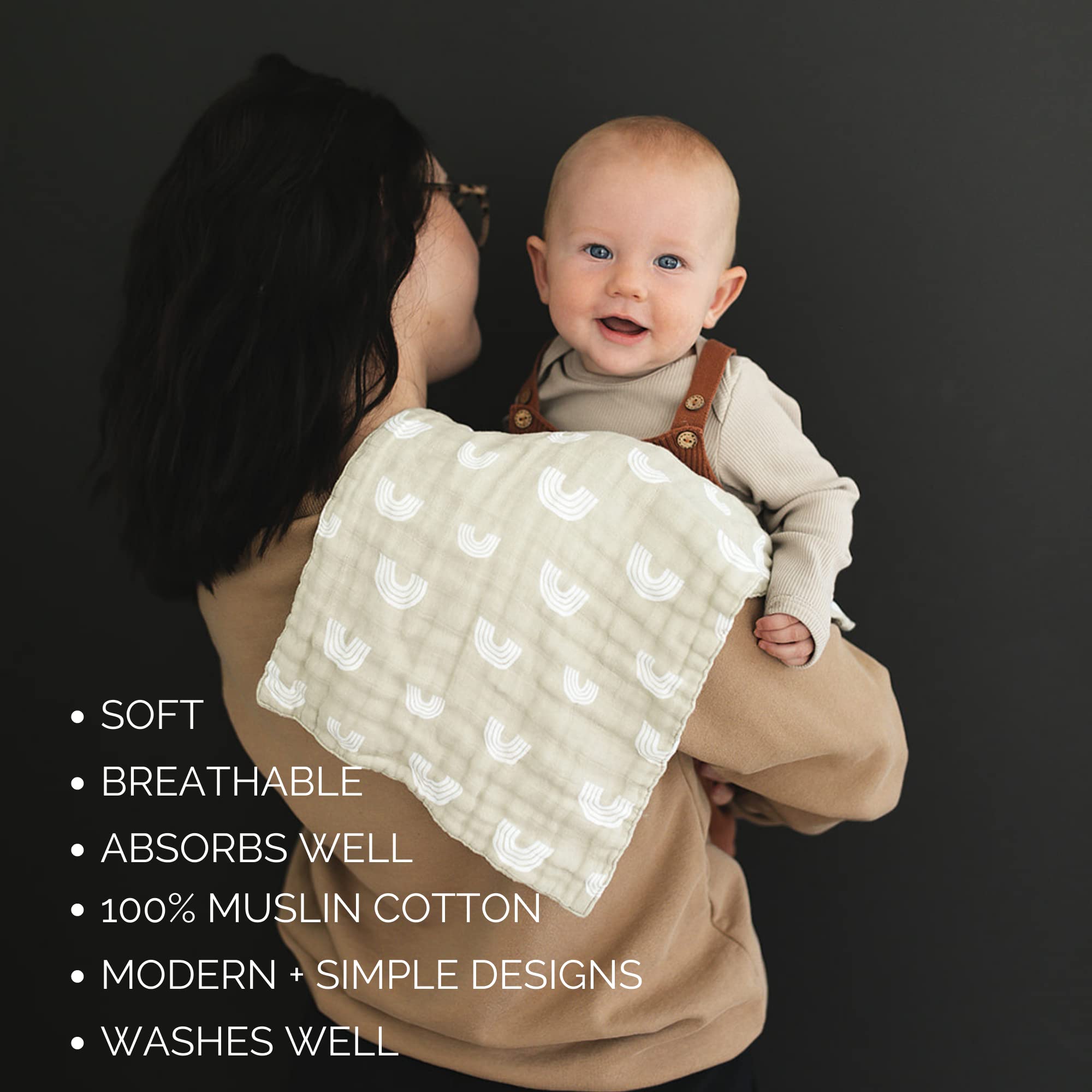 Mebie Baby burp cloths catch spit-up and drool during feedings