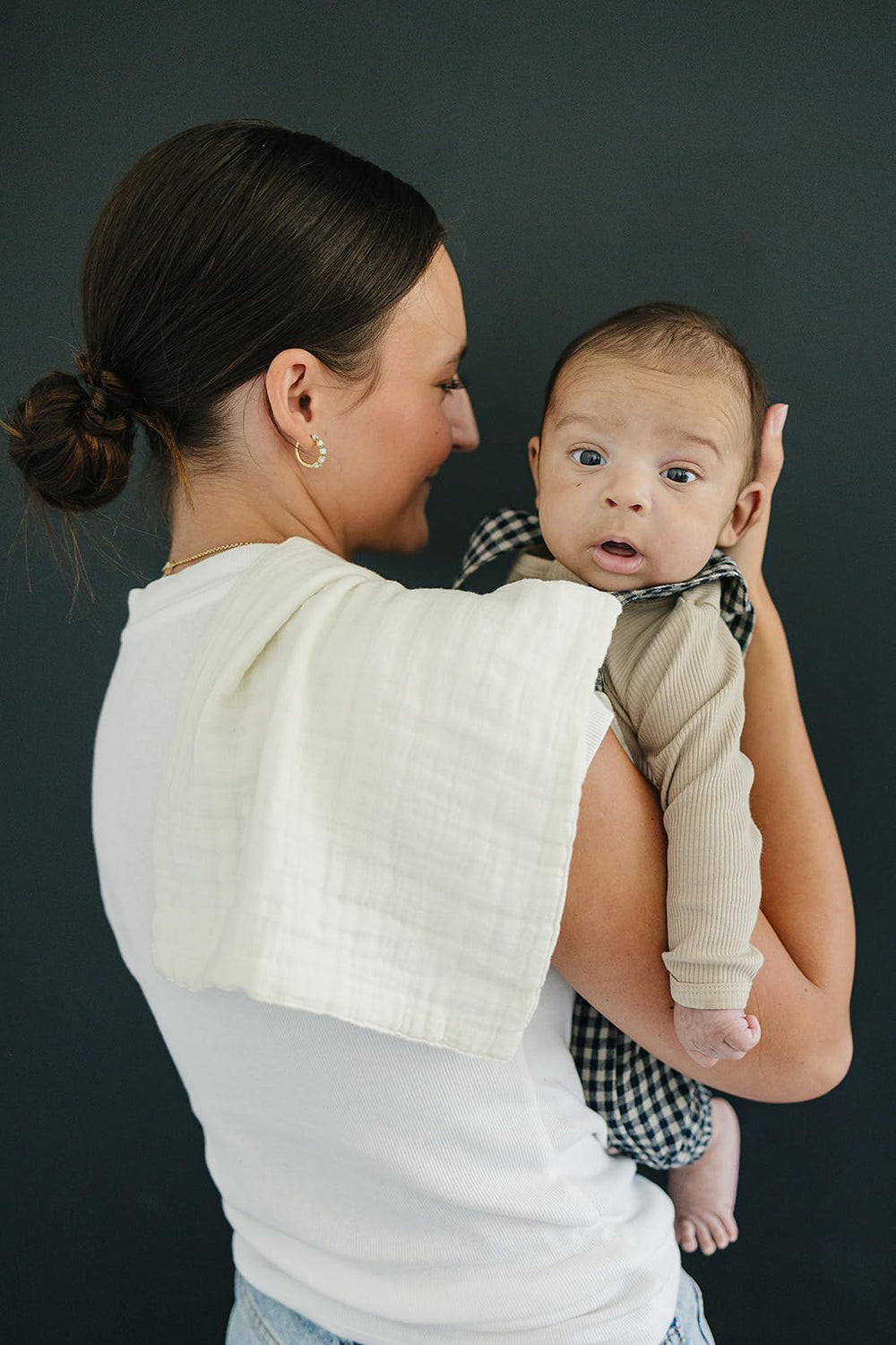 Mebie Baby Burp Cloths ready for spit-up cleanup with light, absorbent fabric.
