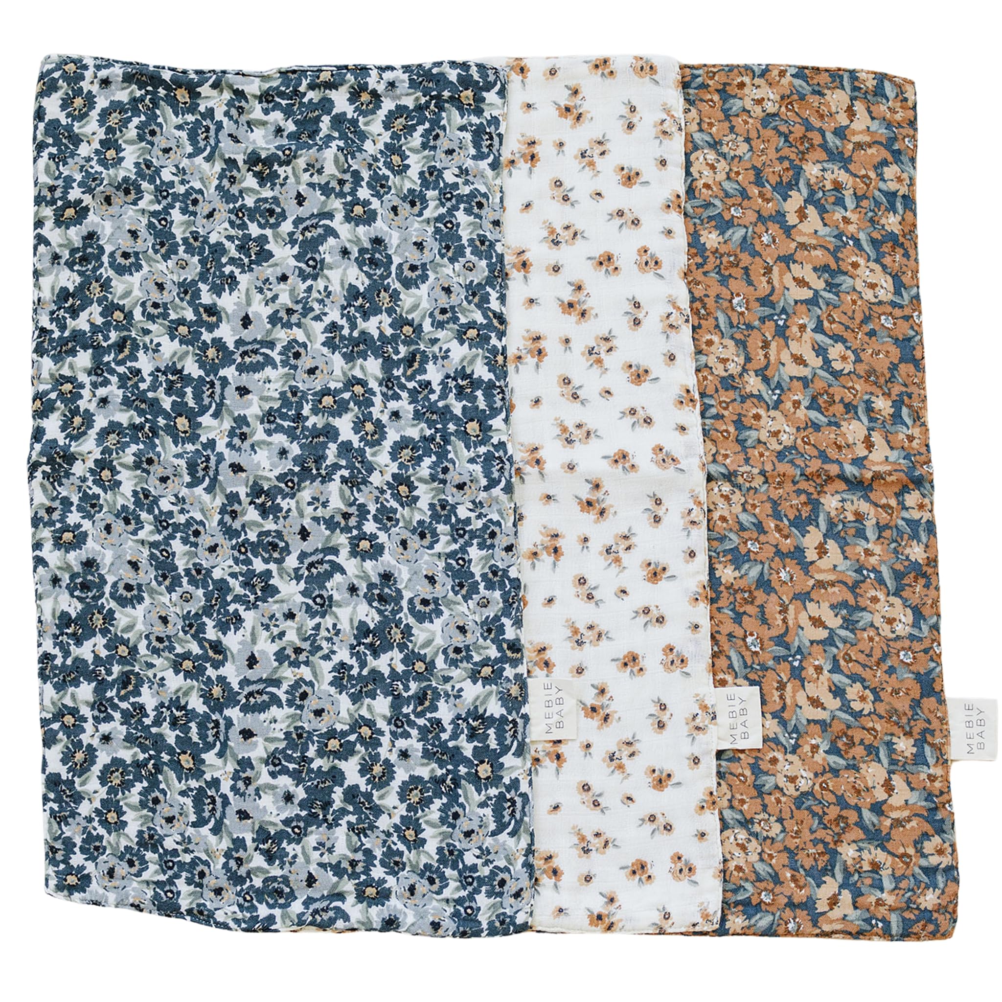 Mebie Baby burp cloths with vintage florals design for gentle baby care during feeds.