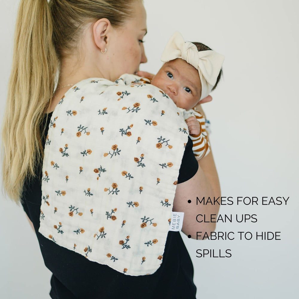 Mebie Baby burp cloths easy-to-wash care in cold water for busy days.