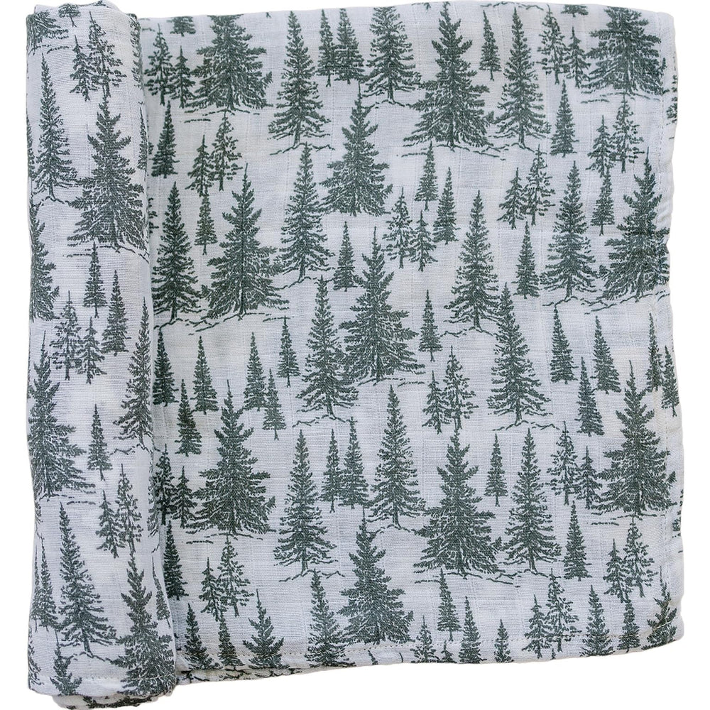 Mebie Baby forest muslin swaddle blanket, breathable 100% cotton for newborn comfort.