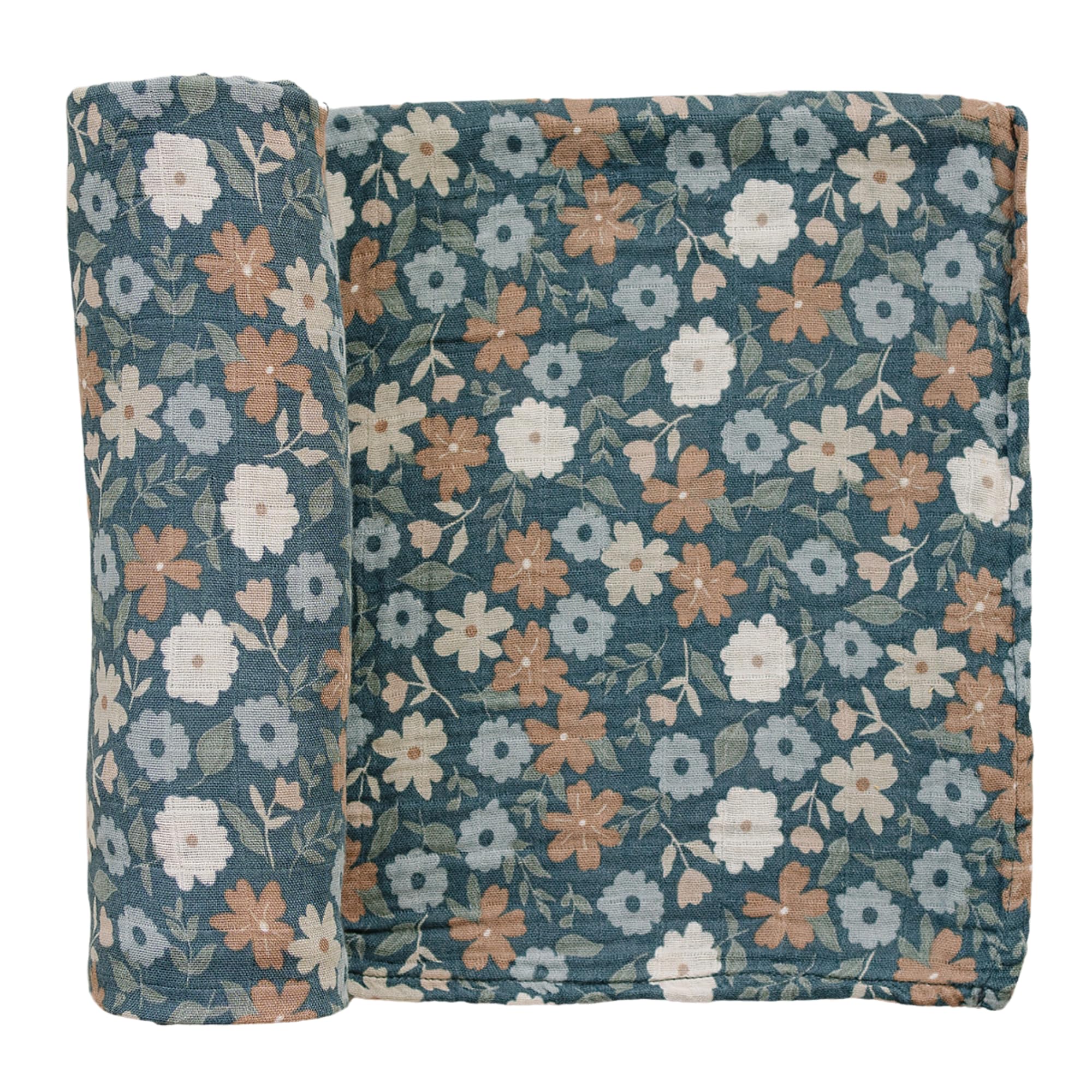Mebie Baby Midnight Floral Swaddle soft muslin for secure newborn wrapping