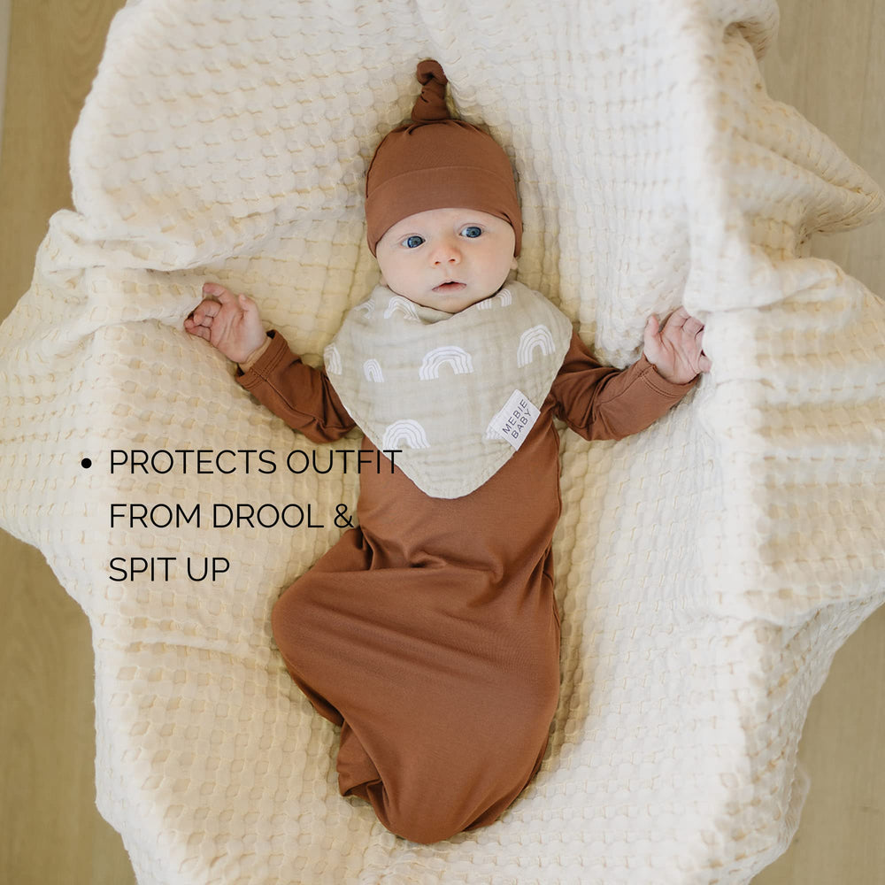 Mebie Baby Muslin Bibs drool-absorbent design protects outfits during play.