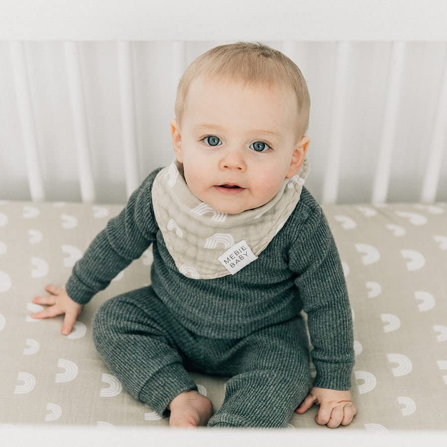 Mebie Baby Muslin Bibs easy-on-off design for quick dressing.