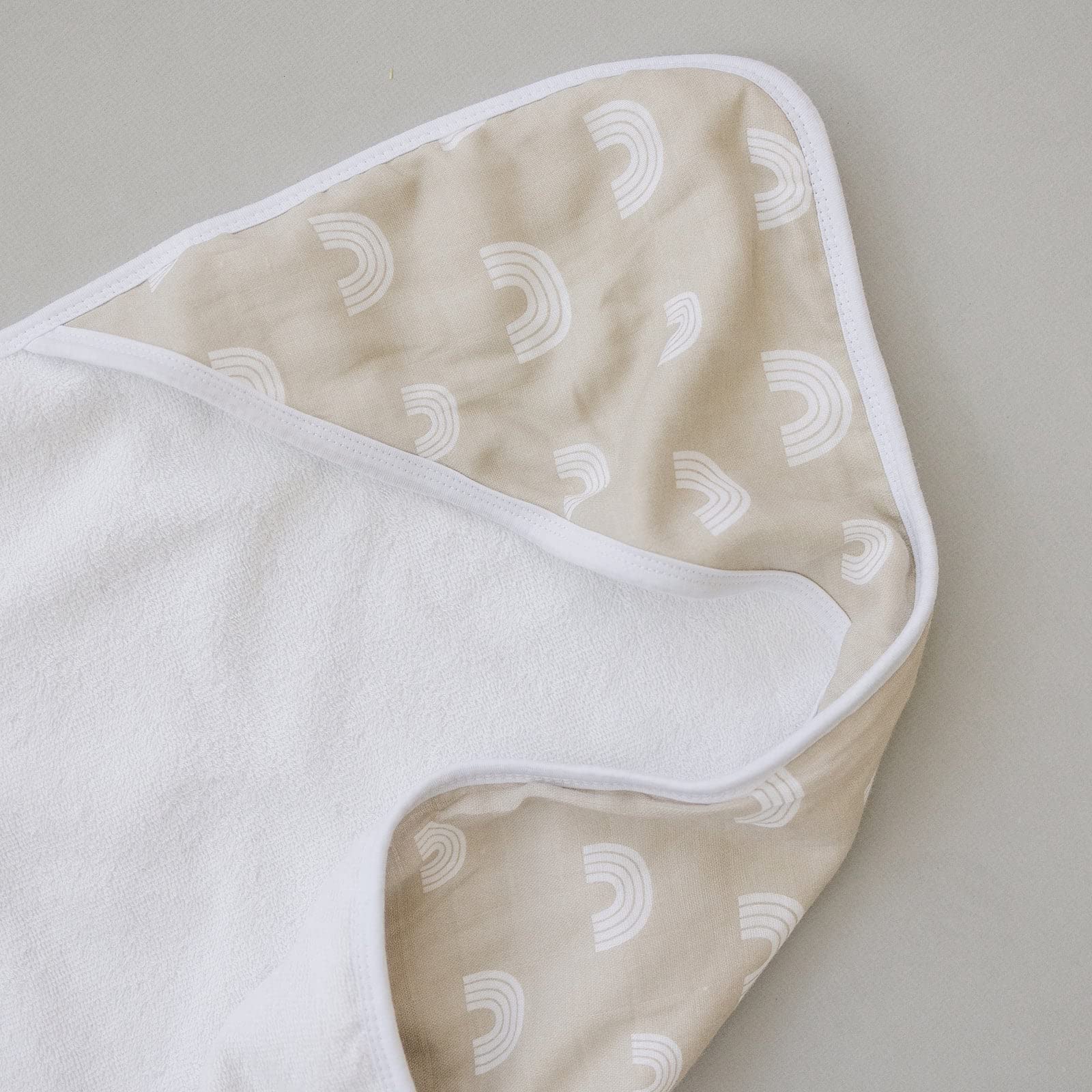 Mebie Baby hooded towel with designer pattern adds color to bath time