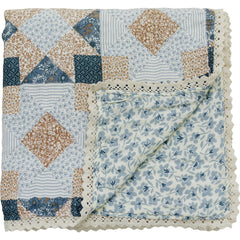 Mebie Baby muslin quilt patchwork blue blossom, soft and breathable for babies