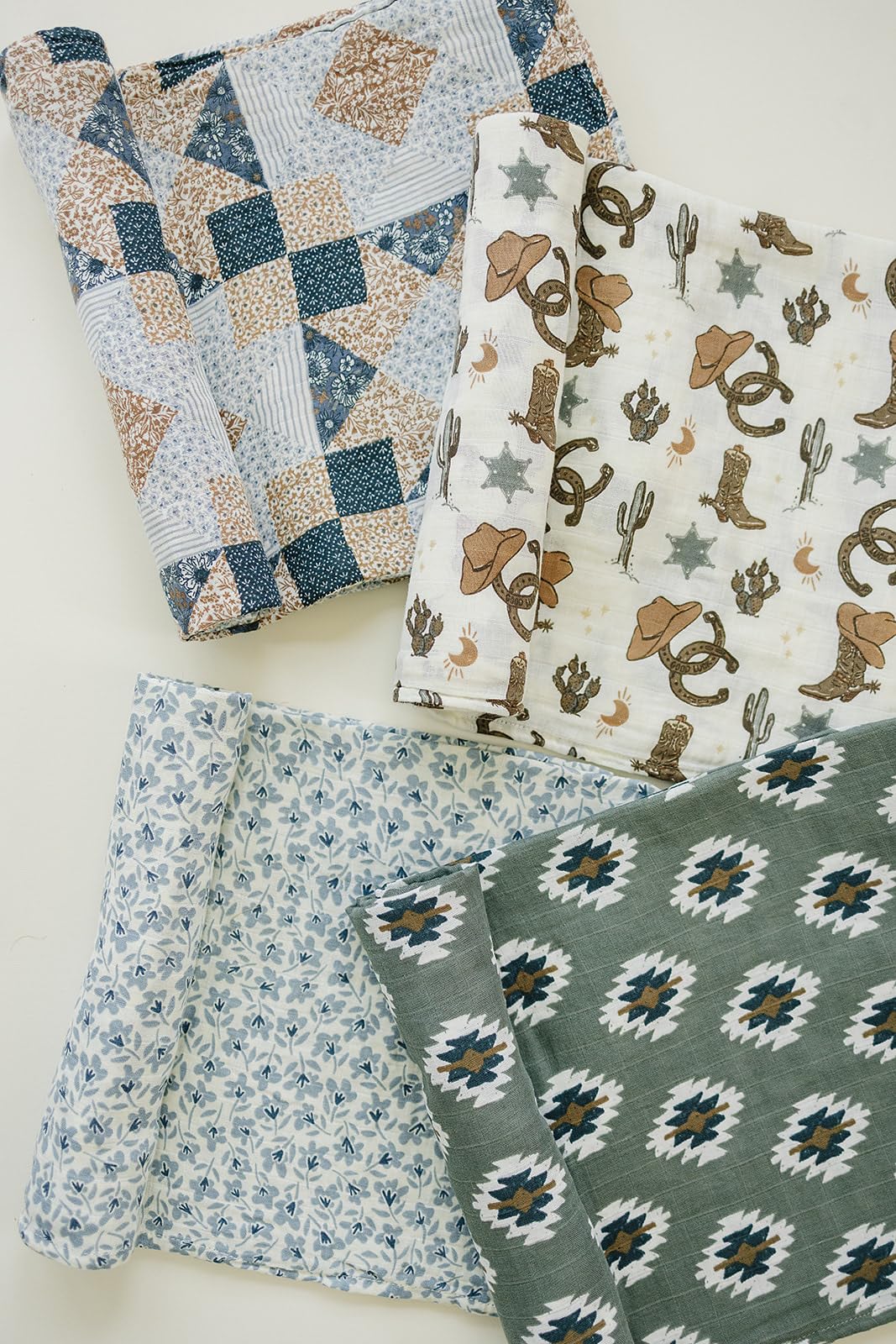 Mebie Baby Outlaw Cowboy Swaddle in modern nursery-inspired design.