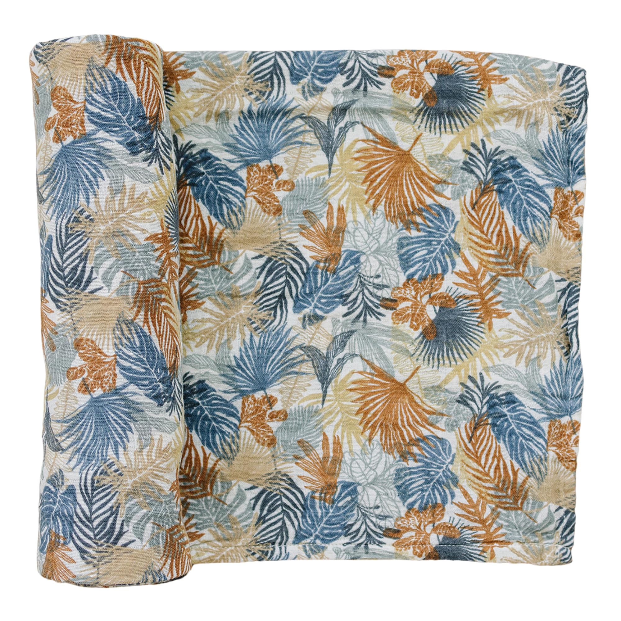 Mebie Baby Paradise Palms swaddle blanket offers breathable comfort for newborns.