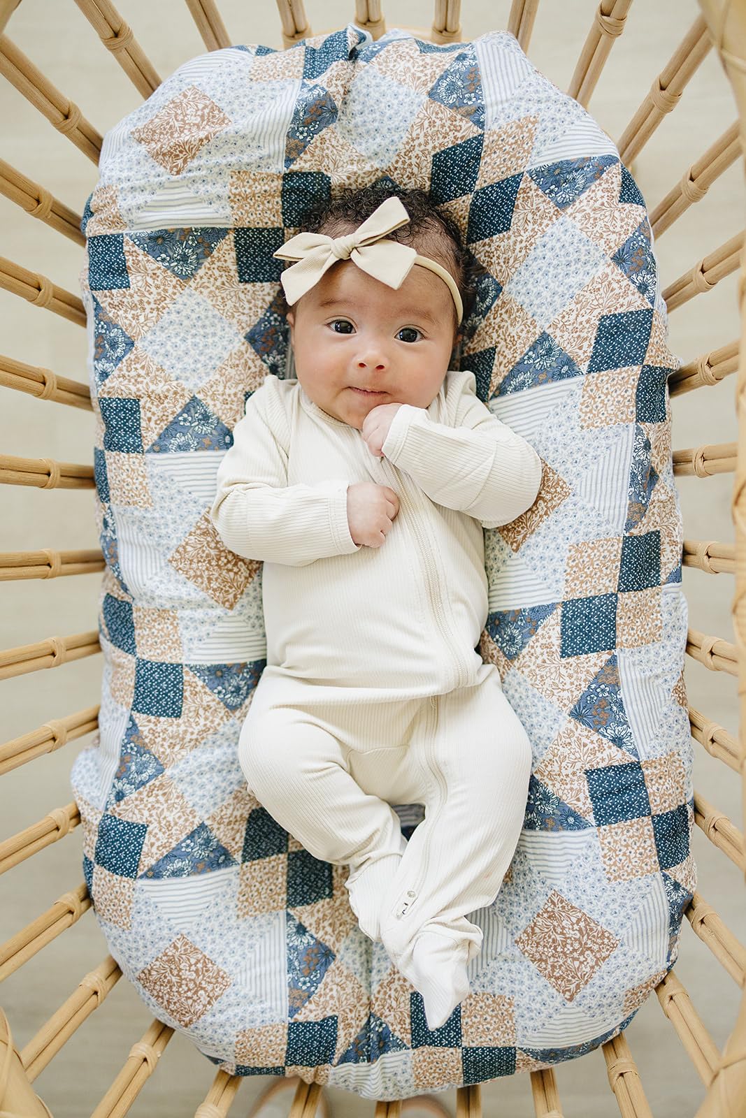 Mebie Baby Patchwork Swaddle soft muslin texture highlighting breathable fabric