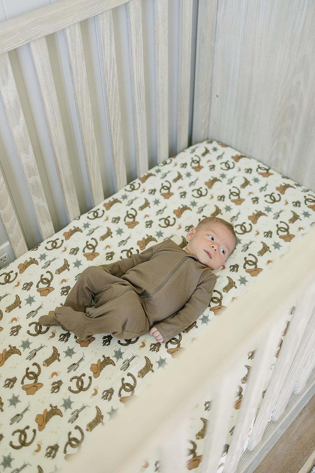 Mebie Baby Soft Muslin crib sheet keeps baby cool and cozy
