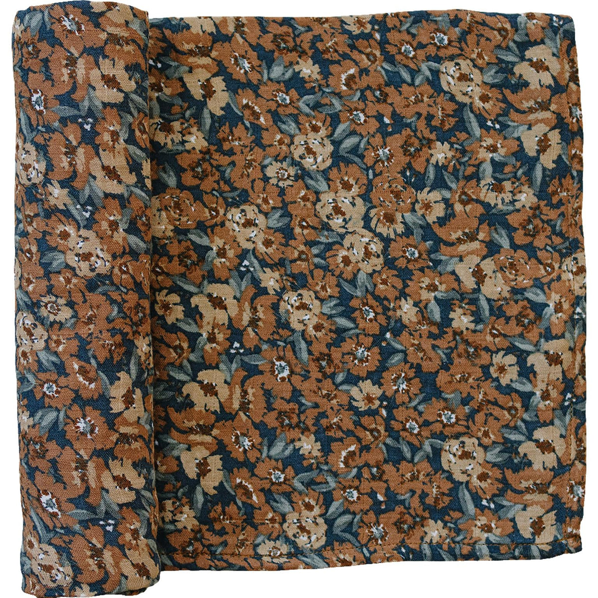 Mebie Baby Venetian Floral Swaddle closeup in breathable muslin for cozy wrapping.