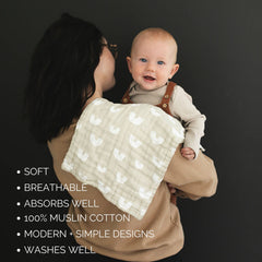 Mebie Baby Woods print burp cloth soft fabric soothes delicate skin