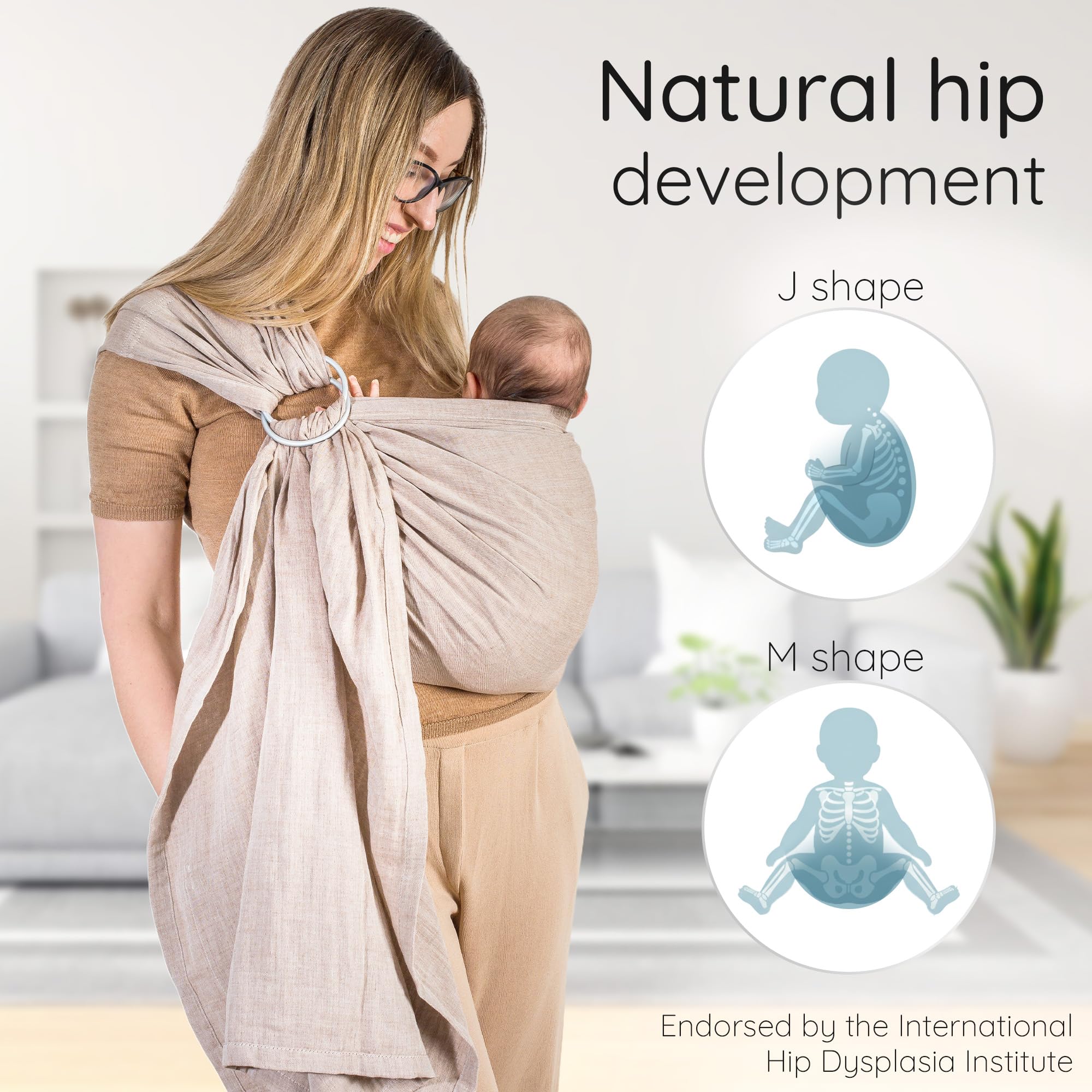 Mebien Ring Sling Sand grows with child from newborn to toddler