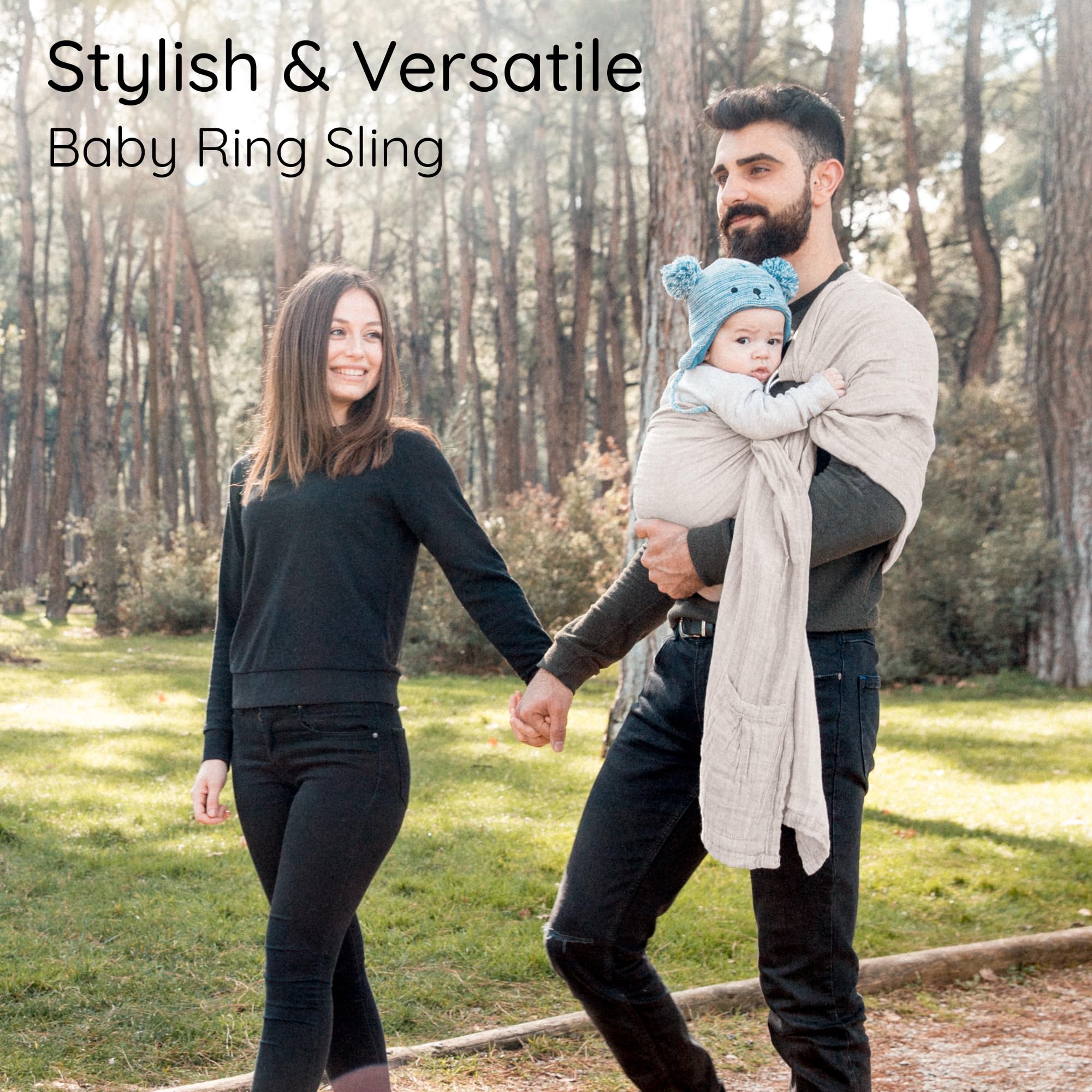 Mebien Ring Sling Sand nursing-friendly design supports hands-free feeding