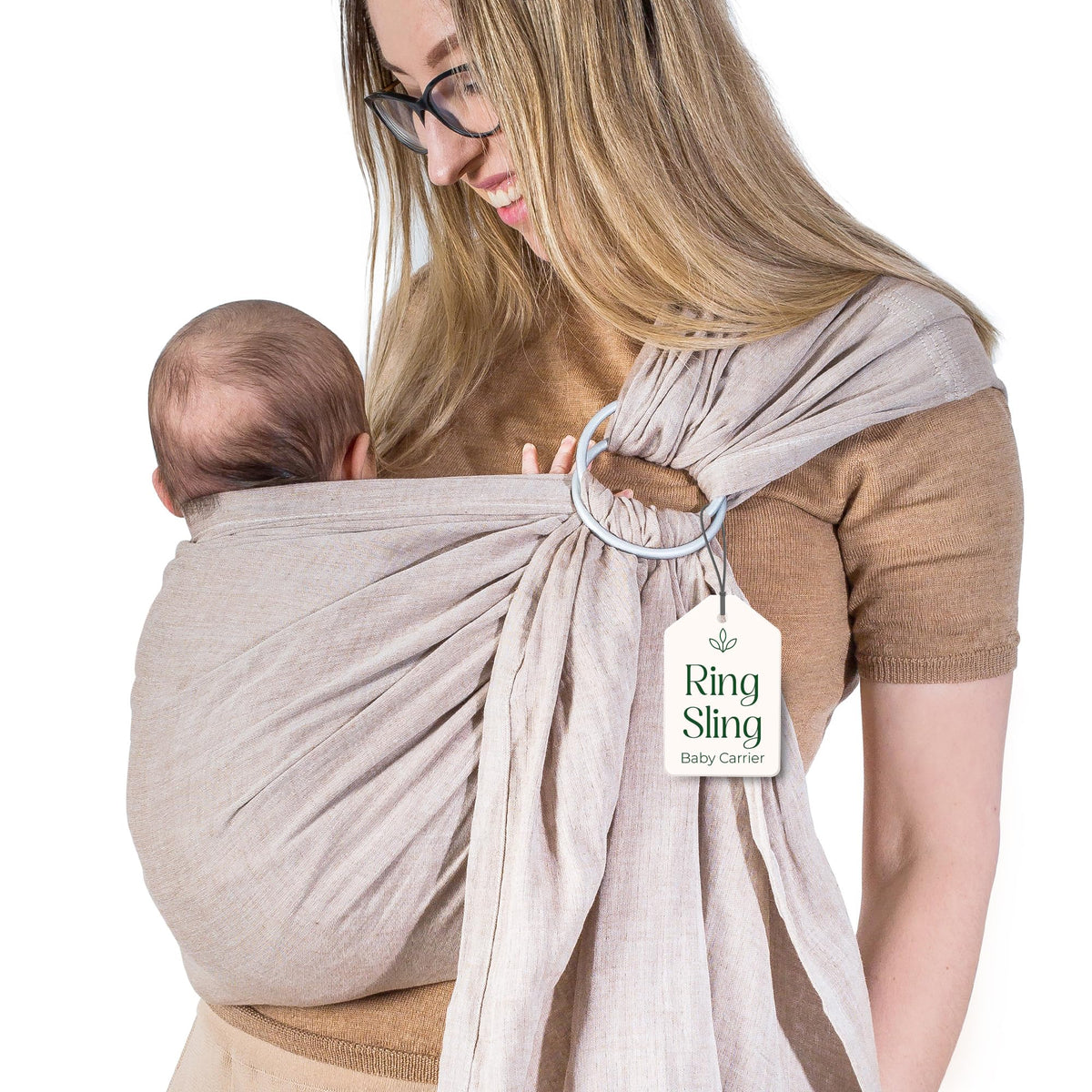 Mebien Ring Sling Sand setup demonstrates easy on-the-go newborn comfort