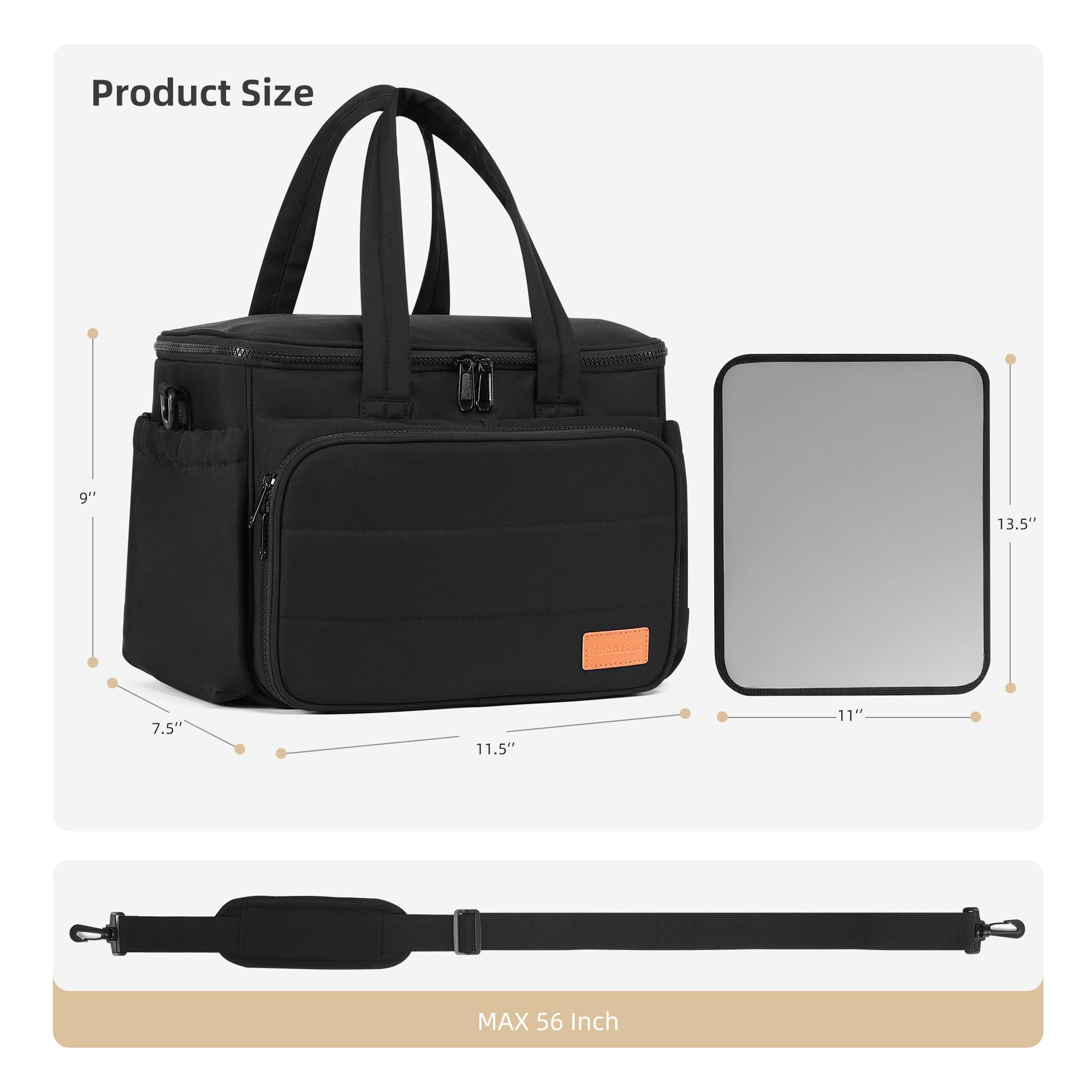 Mecozone front pocket stores brushes and bags for quick access