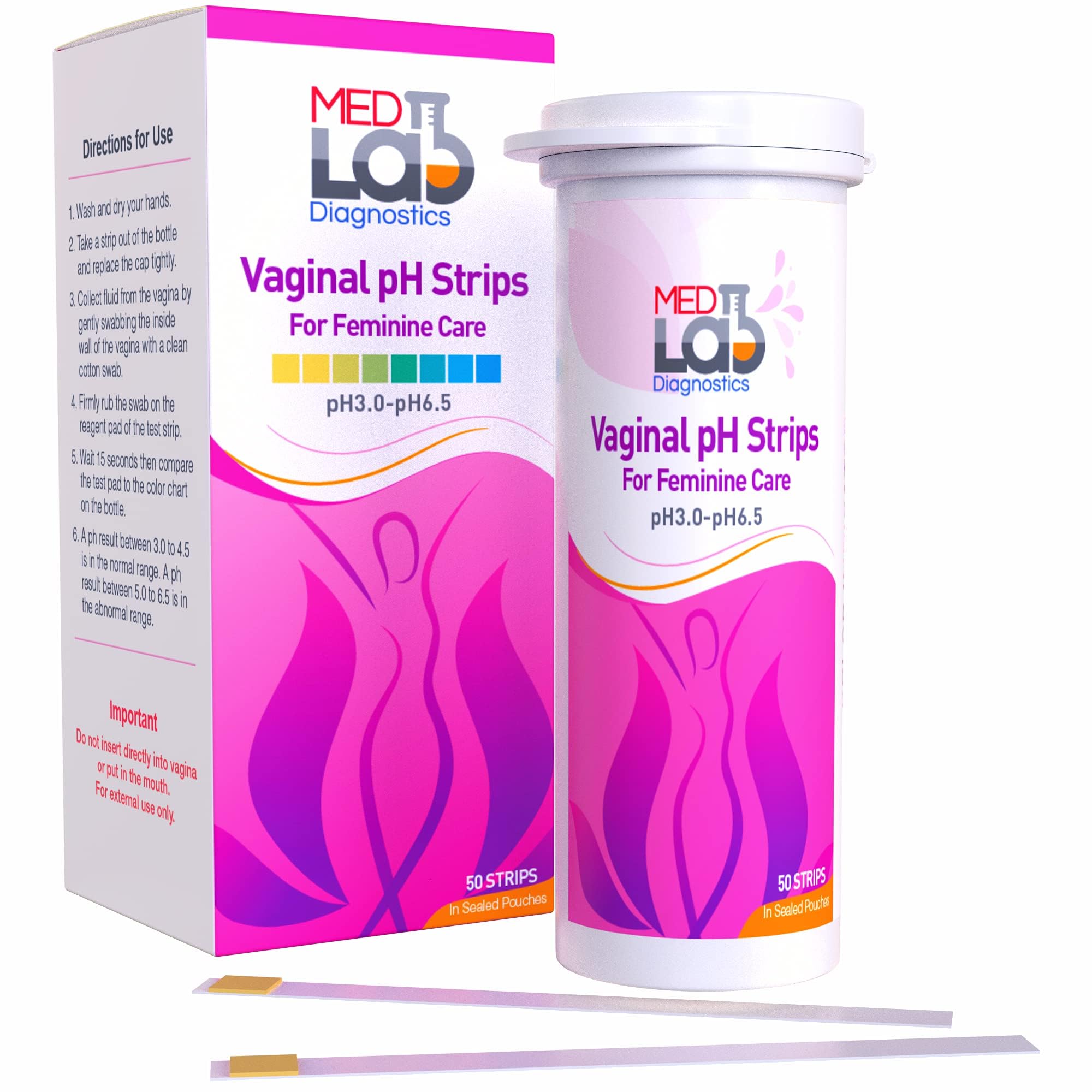 Med Lab Diagnostics vaginal pH test strip pack for at-home monitoring