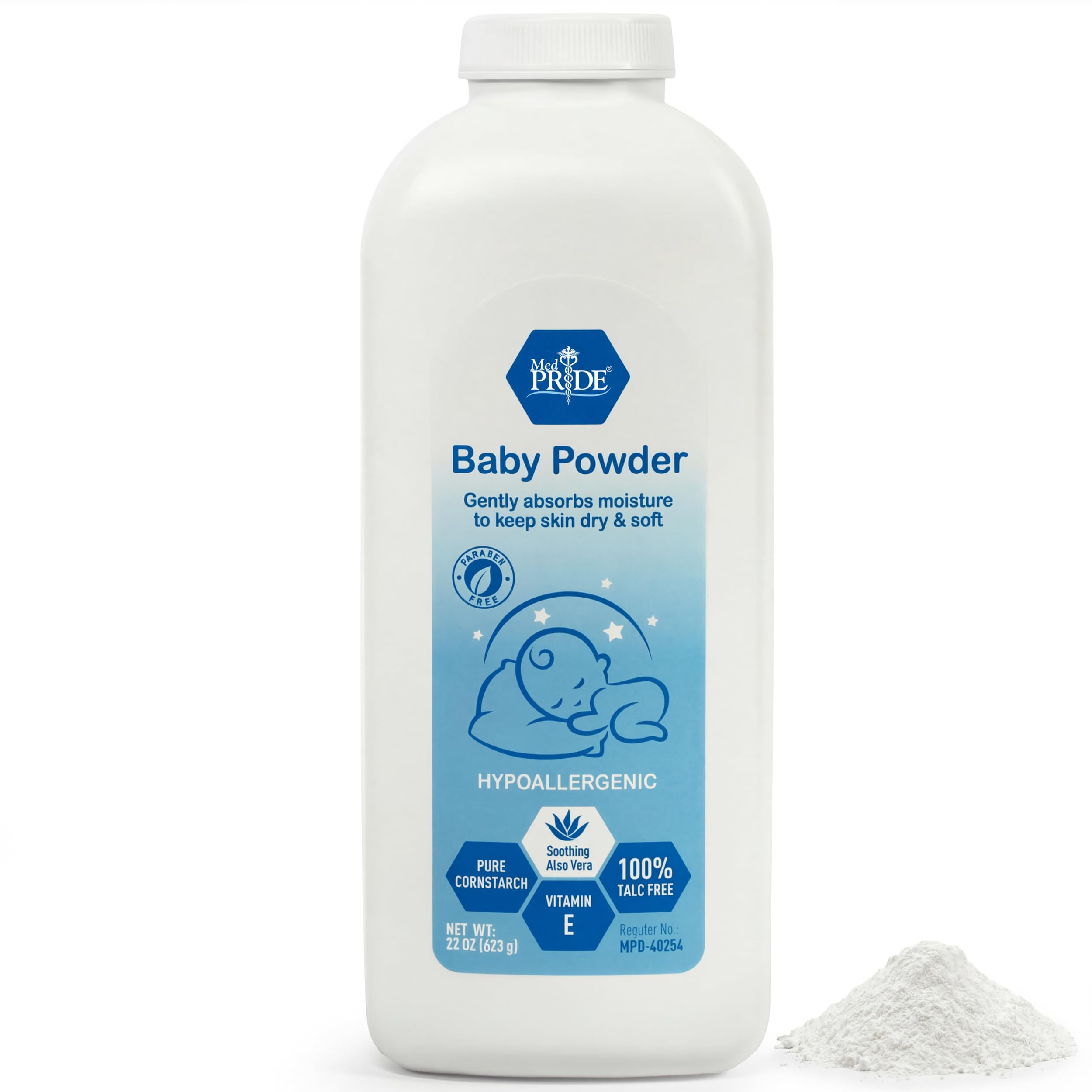 MED PRIDE Baby Powder bottle pour highlights cornstarch moisture absorption