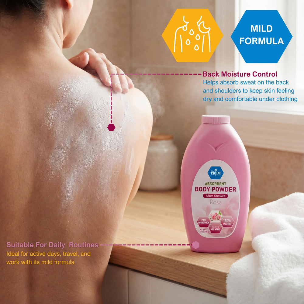 MED PRIDE Rose powder in use highlights daily freshness and moisture control.