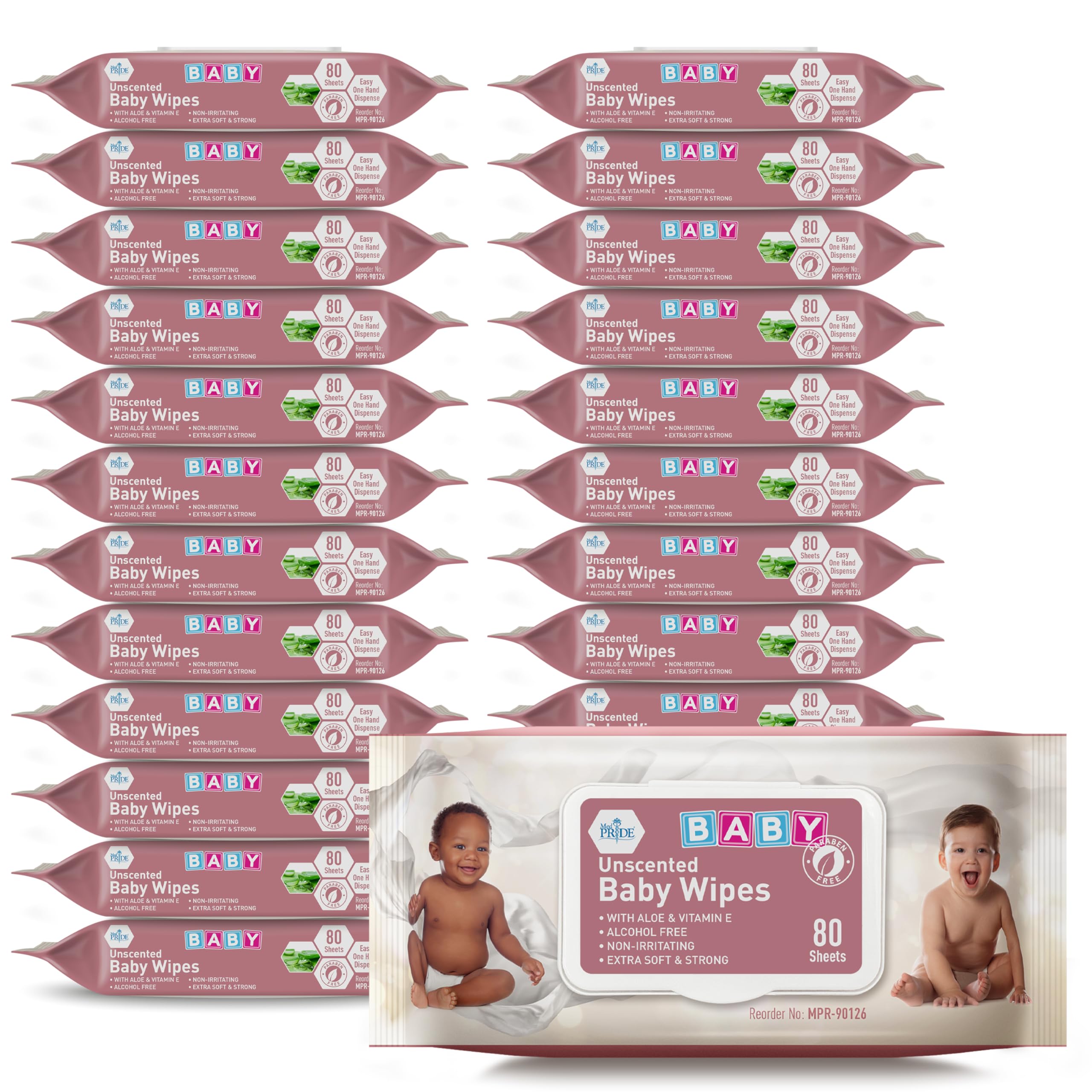 MED PRIDE unscented wipes in a dispenser box for easy one-handed use.