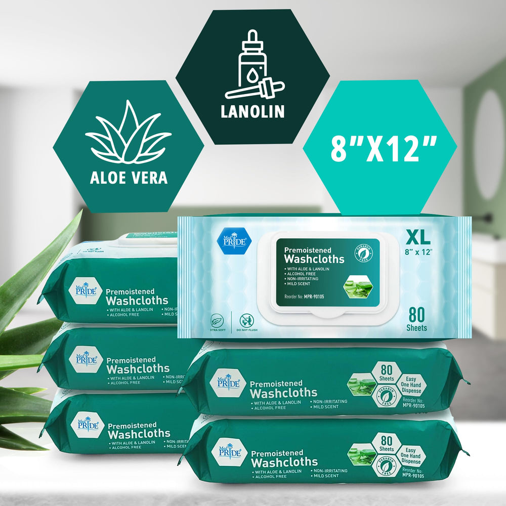 Aloe vera infused washcloth close-up for delicate skin from MED PRIDE.