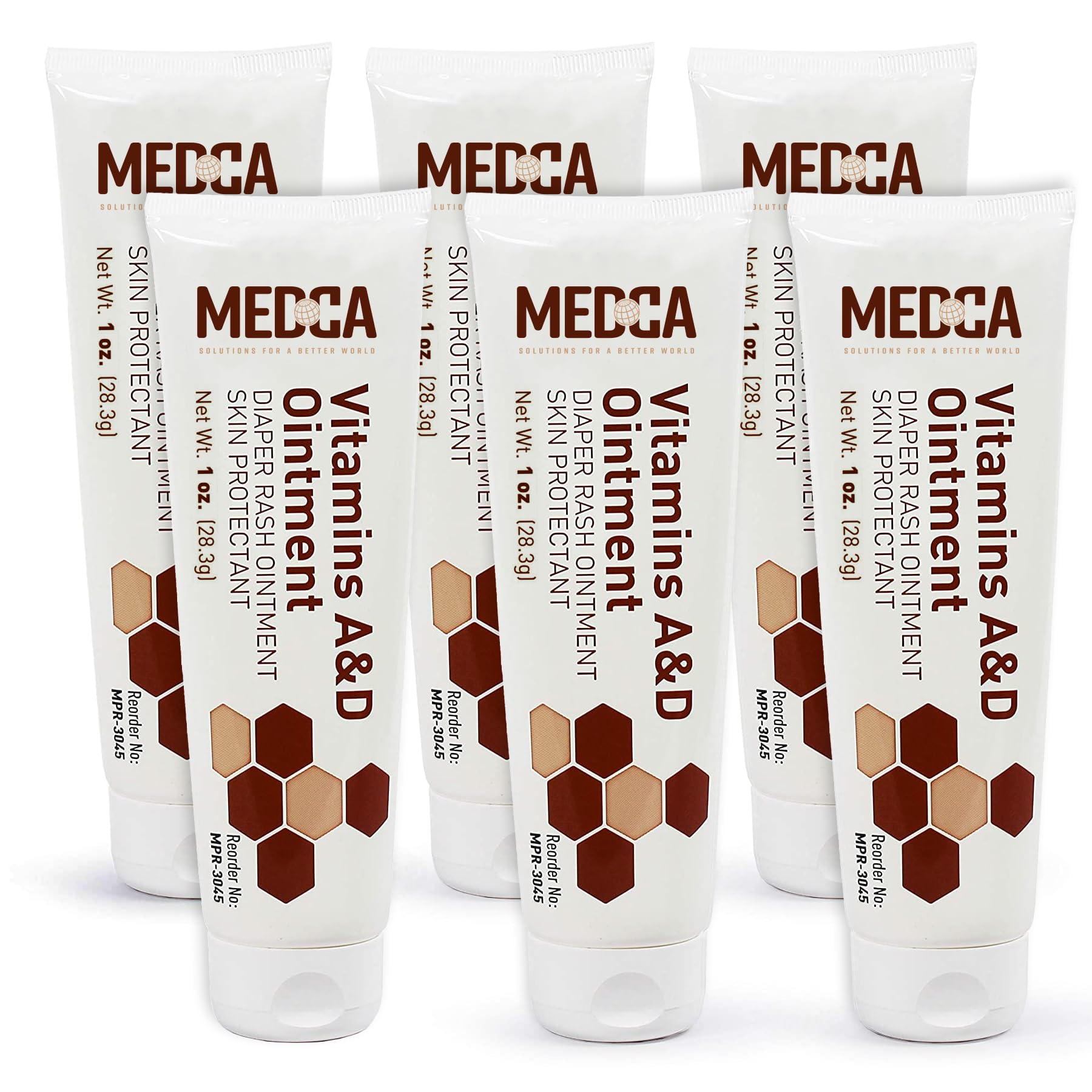 MEDca Vitamin A & D diaper rash ointment tube provides gentle moisture protection for baby skin.