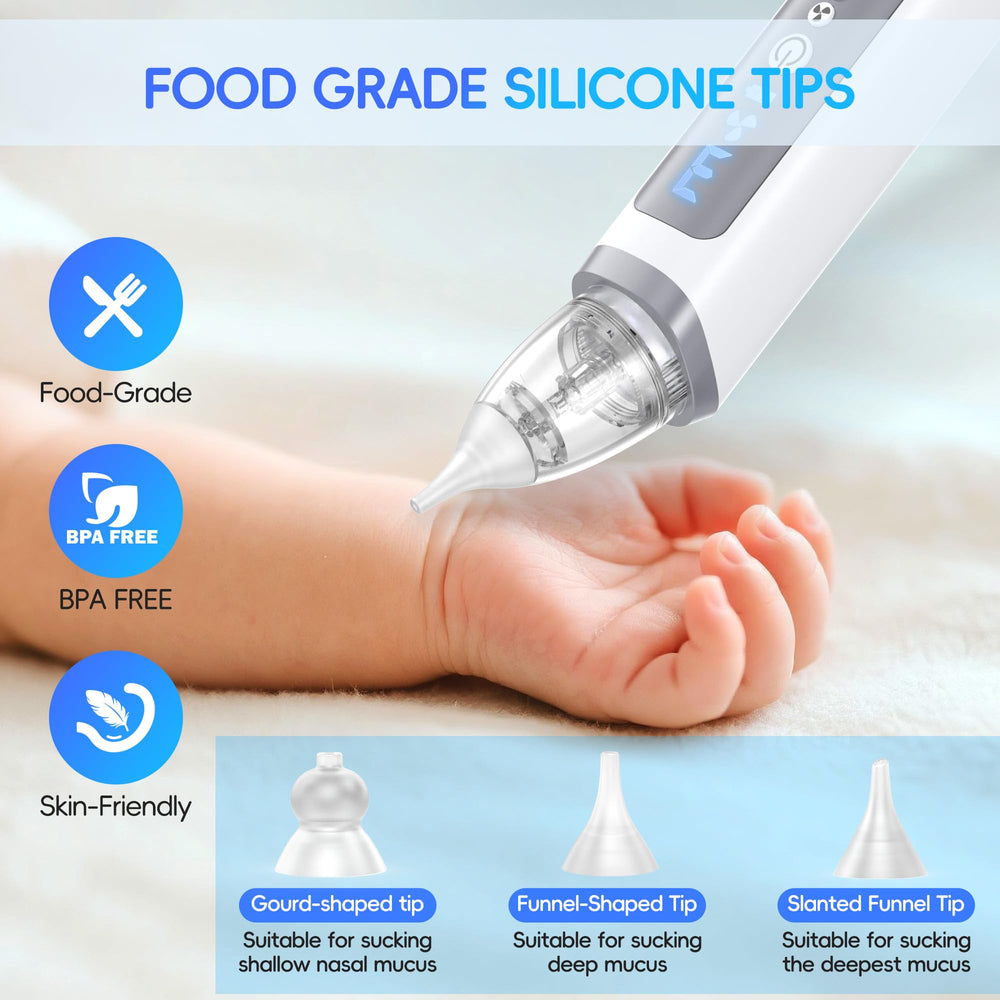 Medcodes nasal aspirator USB rechargeable for cordless convenience.