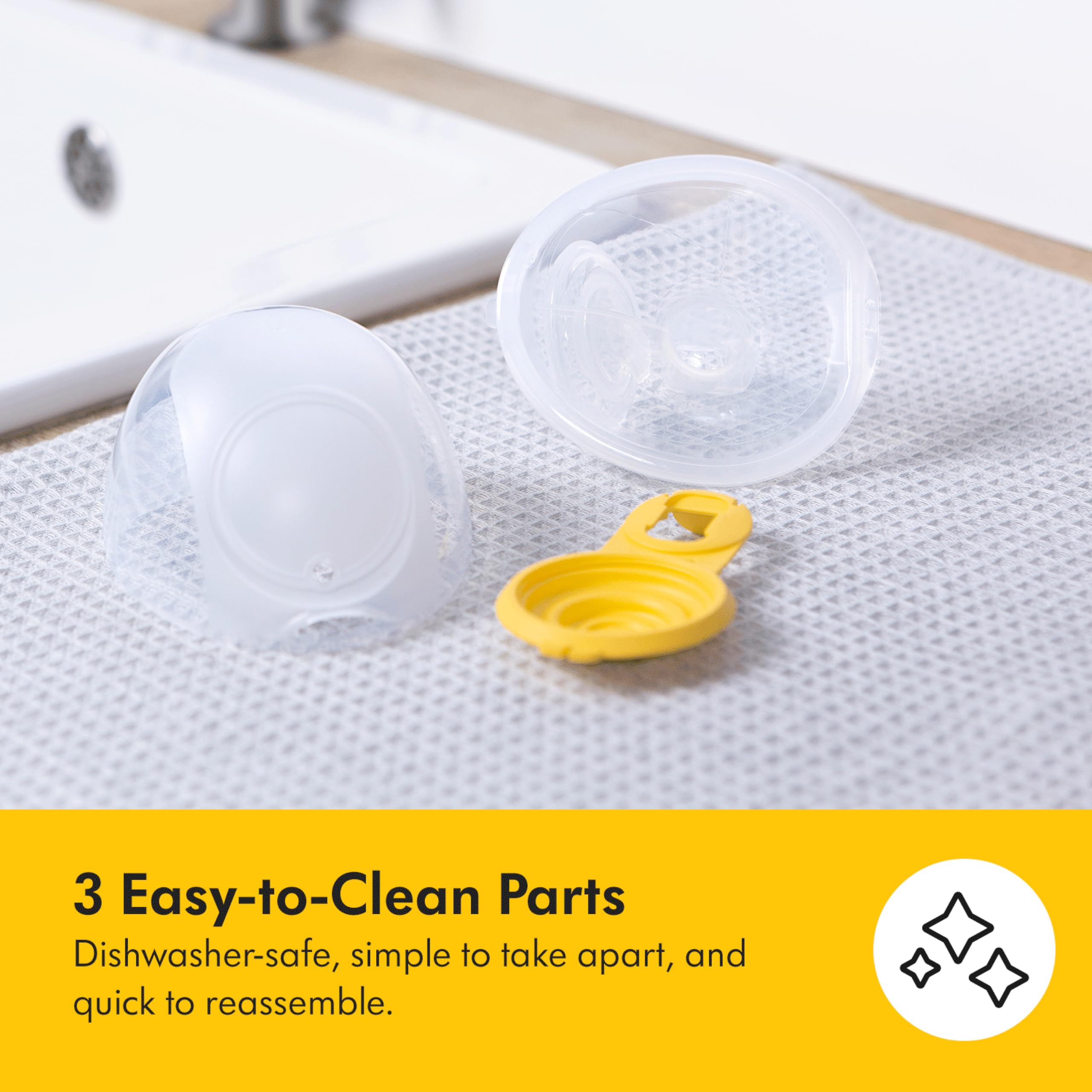 Dishwasher-safe parts simplify post-pumping cleanup with Medela Freestyle.