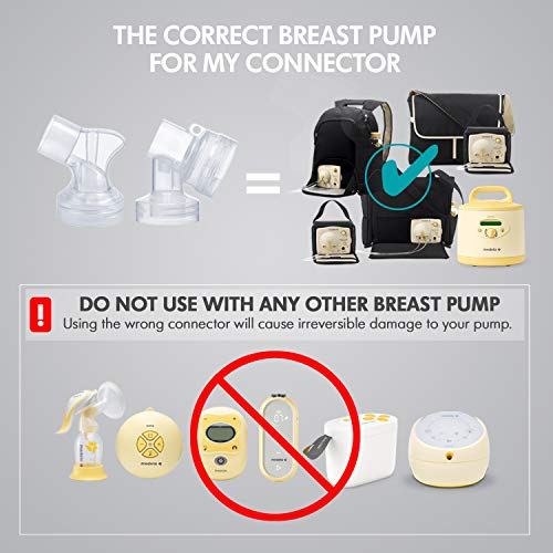 Medela PersonalFit Connectors attached to shield illustrate seamless compatibility and efficiency.