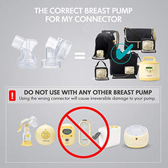 Medela PersonalFit Connectors attached to shield illustrate seamless compatibility and efficiency.