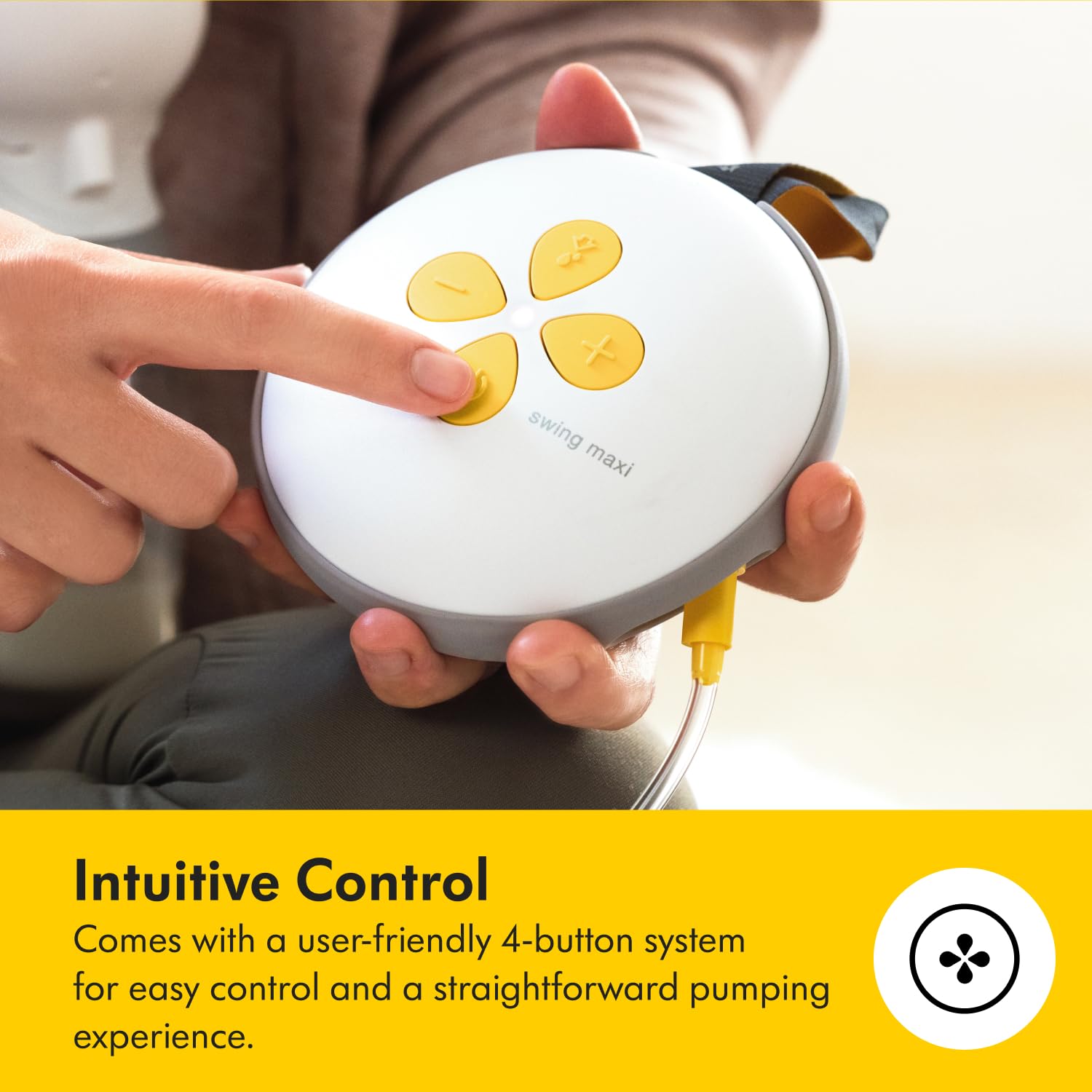 Medela Swing Maxi Hands-Free quick-connect — fast, secure part swaps for on-the-go use