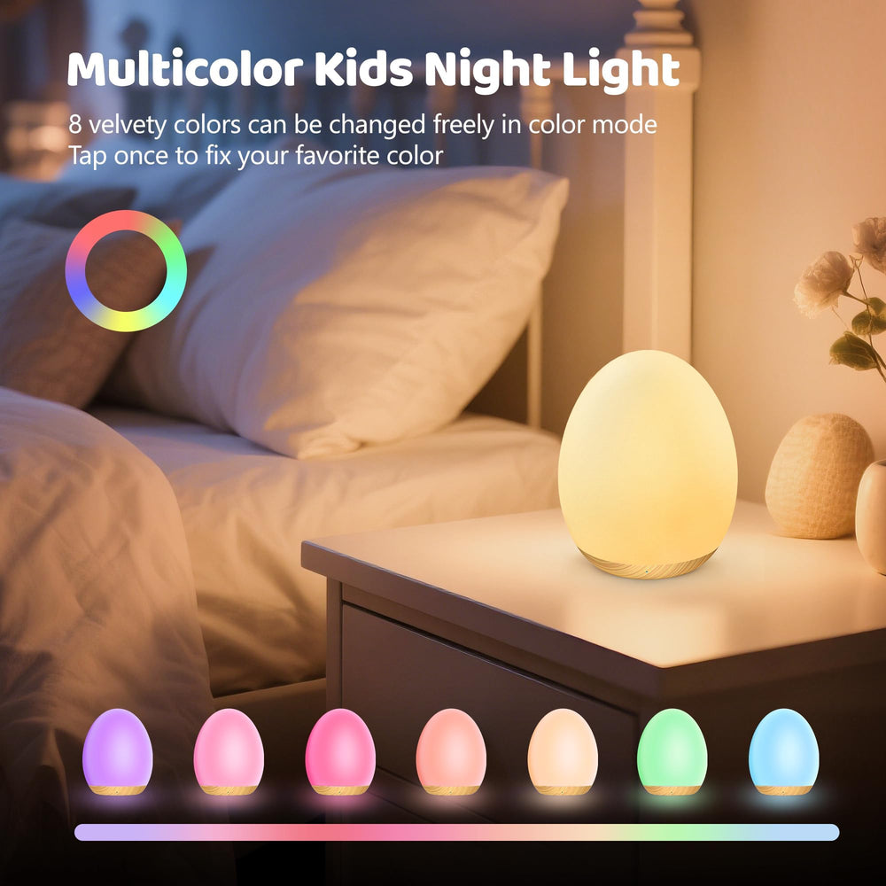 MediAcous egg night light touch control for easy brightness.