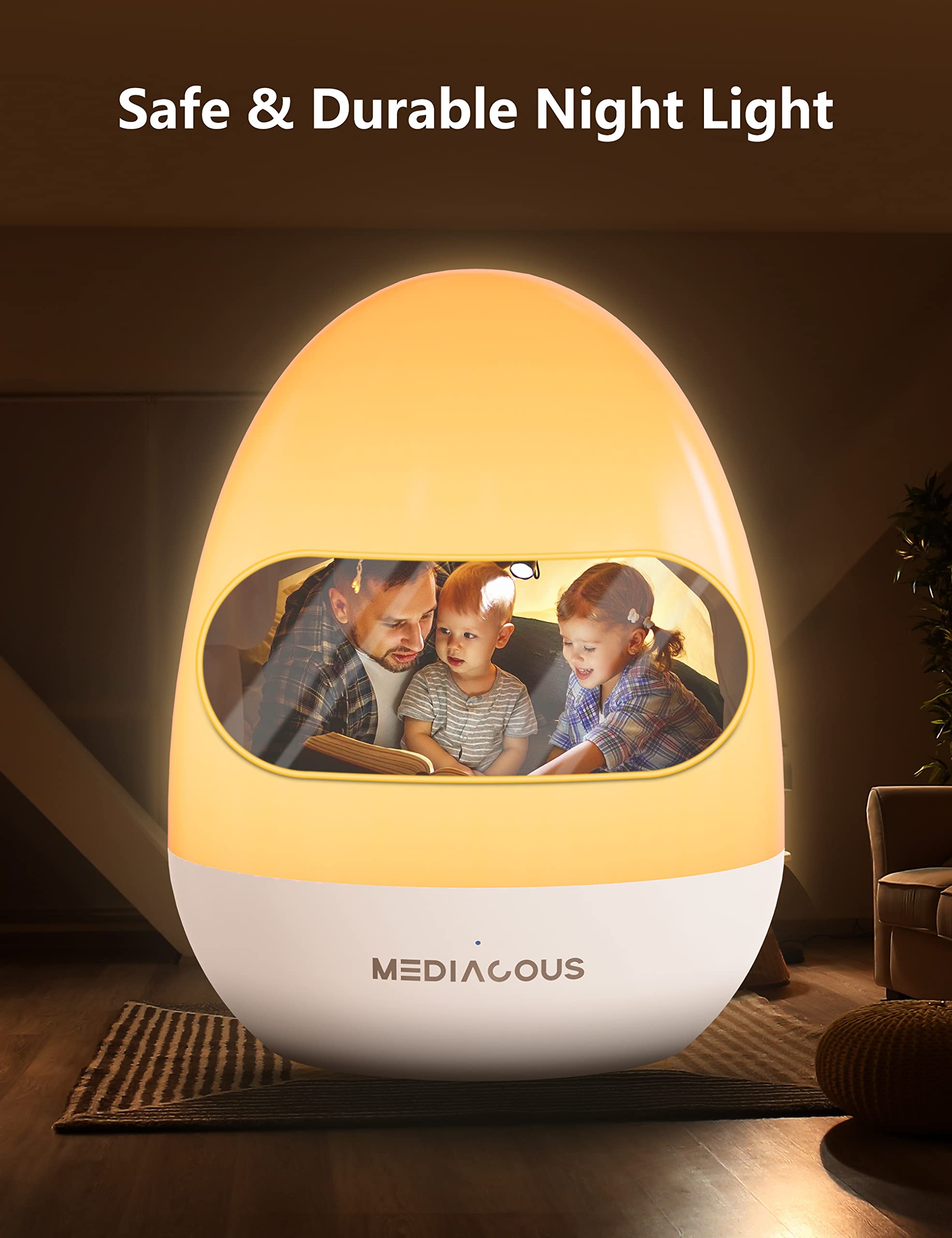 MediAcous night light battery indicator signals low power.