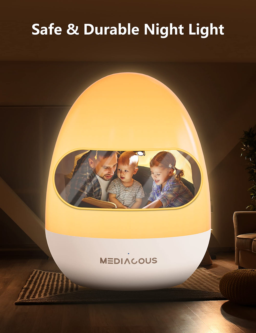 MediAcous night light battery indicator signals low power.