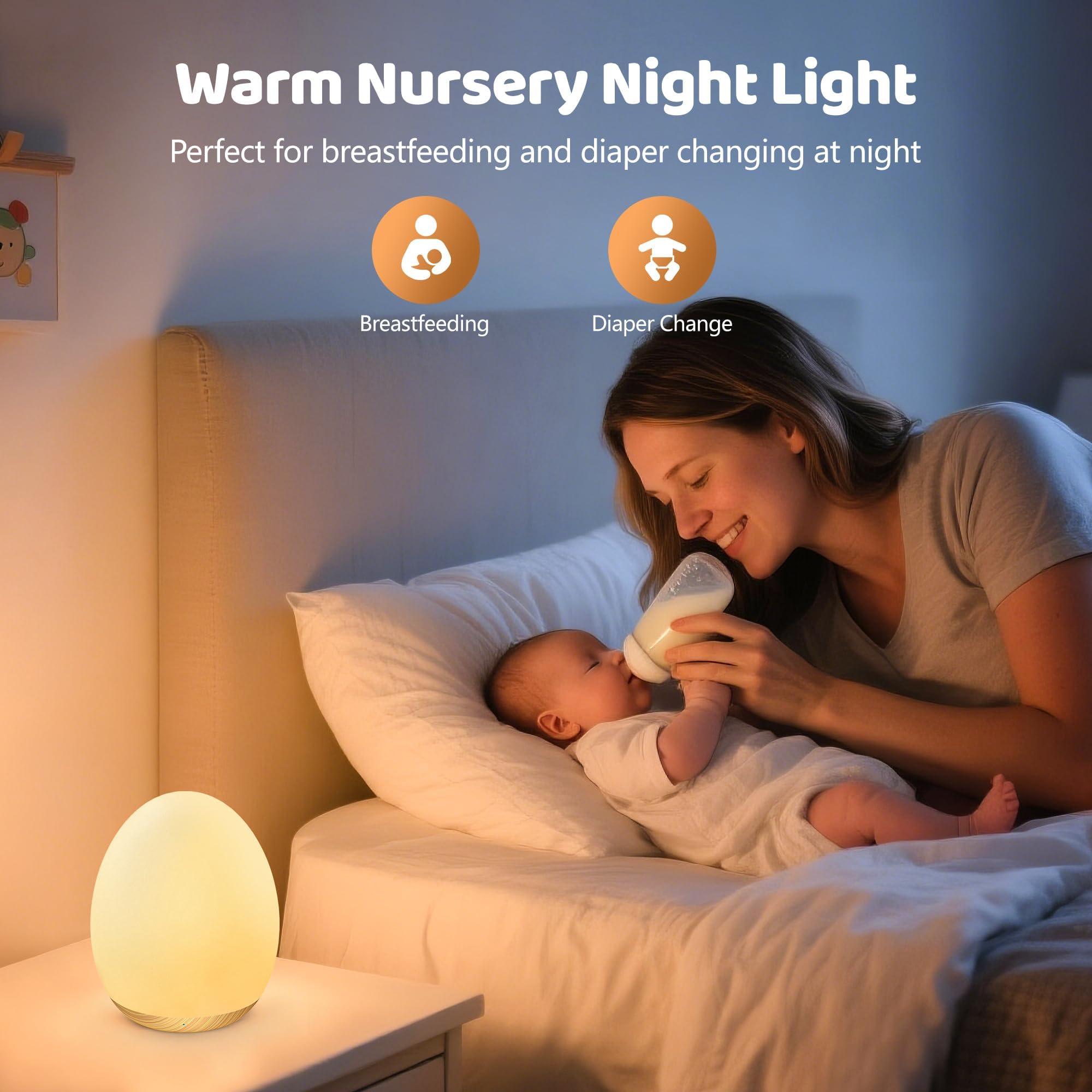 MediAcous night light rechargeable battery for long nights.