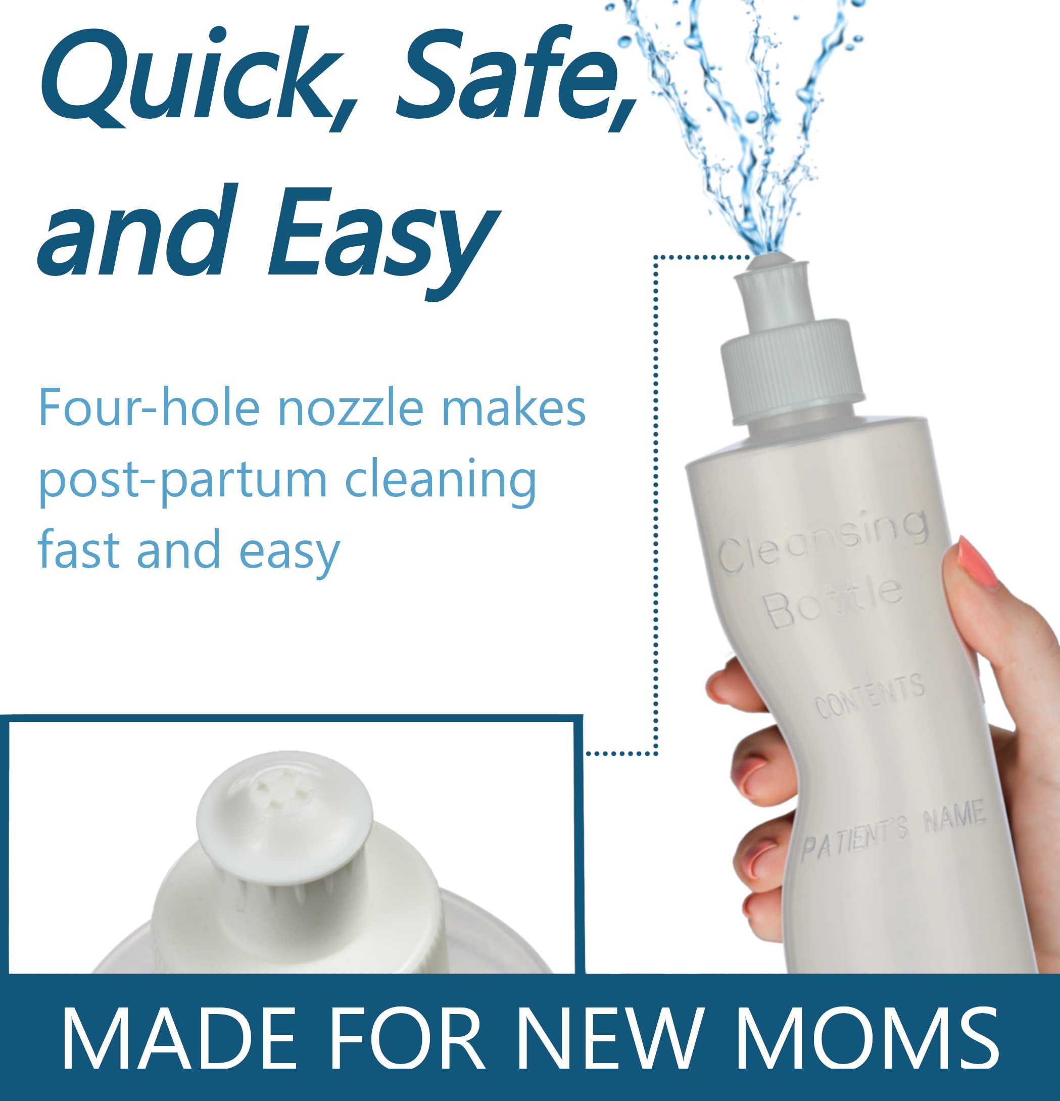 Soft squirt nozzle provides gentle cleansing with controlled flow.