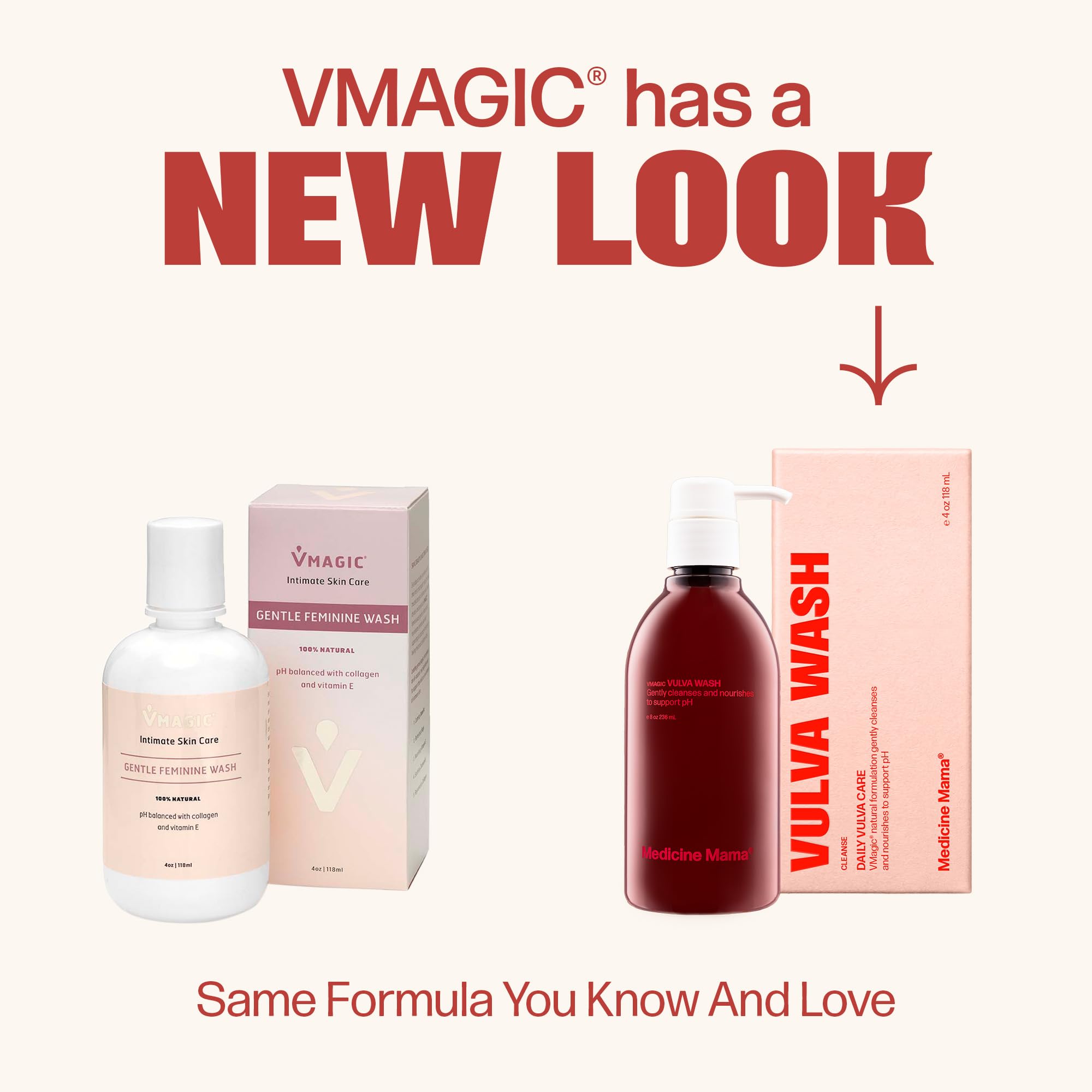 VMAGIC label closeup highlights fragrance-free formula for gentle daily use.