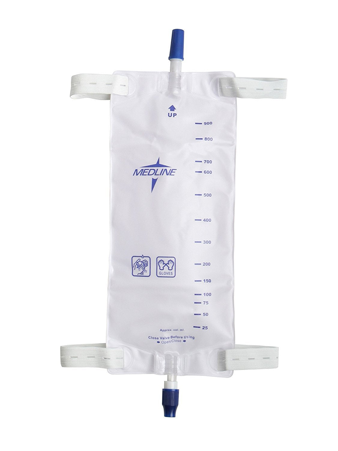 Medline DYND12578H leg bag with twist valve for controlled drainage and user comfort.
