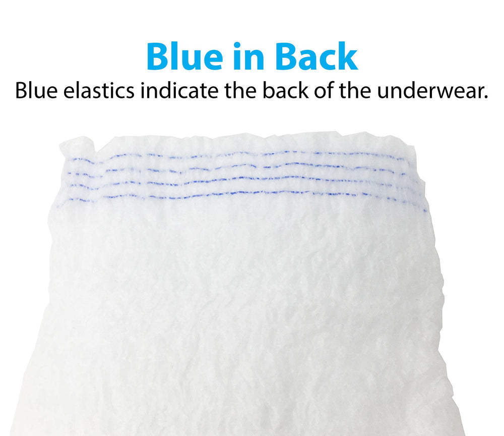 Medline FitRight backsheet with size print for quick size identification.