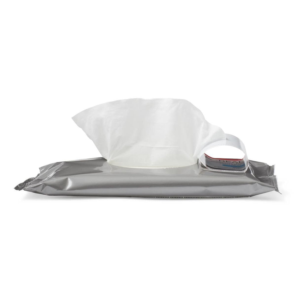 Medline ReadyFlush PROTECT wipe demonstrates a skin-protection option with dimethicone.