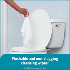 Close-up of Medline ReadyFlush wipe texture showing soft aloe-infused cleansing.