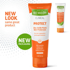 Close-up texture of Remedy Clinical zinc oxide paste shows smooth application.