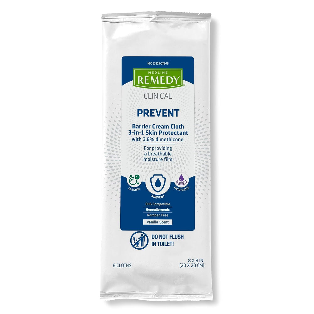 Medline Remedy vanilla-scent wipes ideal for quick rinse-free cleansing.
