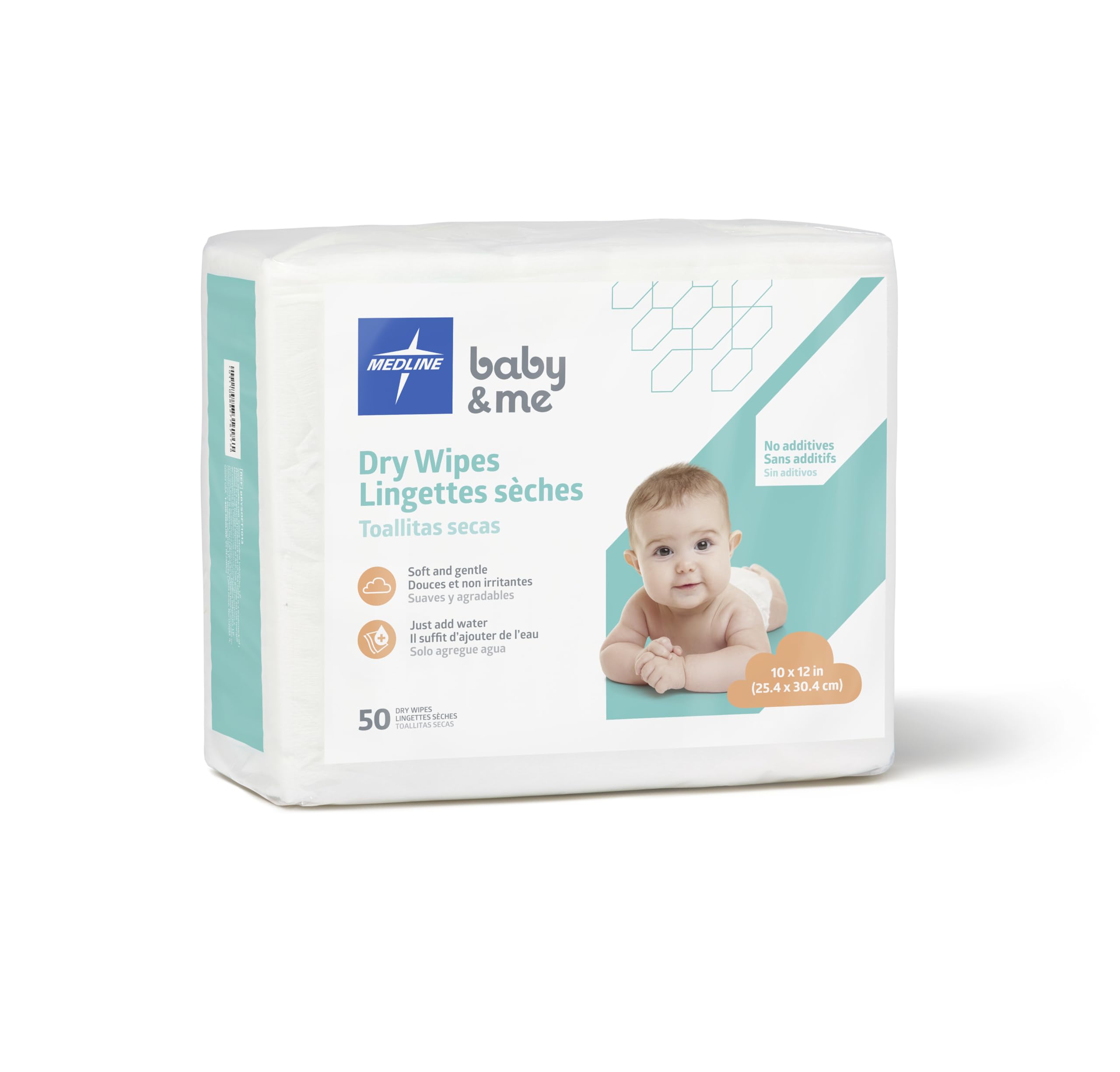 Medline Ultrasoft dry cleansing cloths, fragrance-free, 10x13 inches, gentle cleansing for sensitive skin.