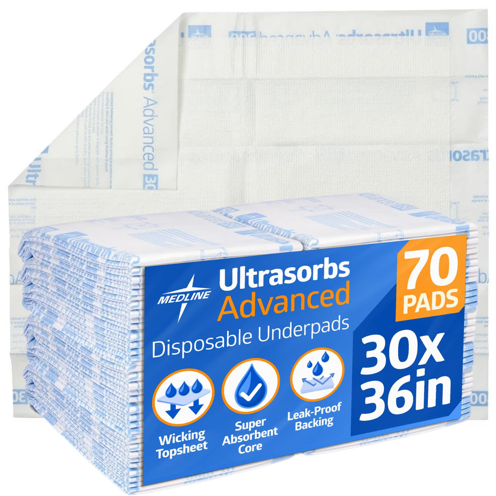 Medline Ultrasorbs Advanced Drypads front view protect beds and furniture with a large safe surface.