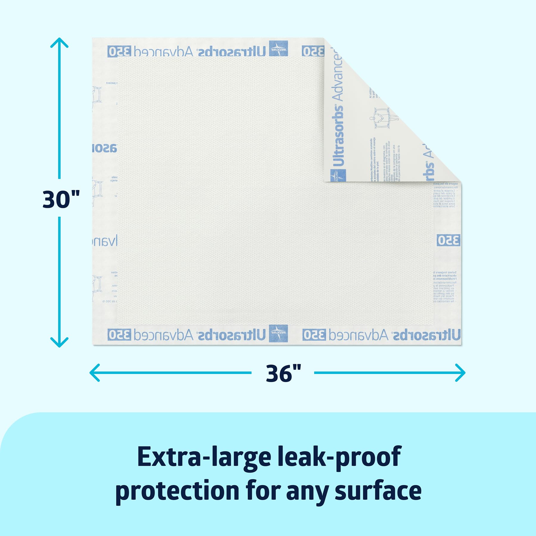 Medline Ultrasorbs embossed polymer core close-up highlights high absorbency.